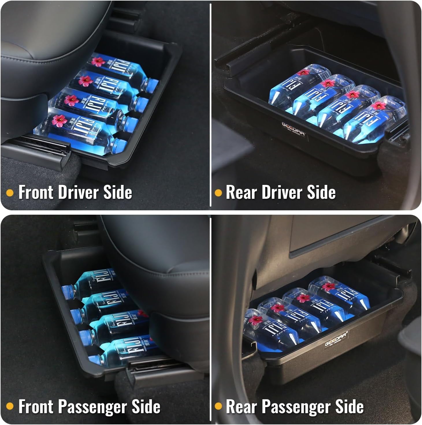 Under Seat Storage Box Organizer for Tesla Model Y (1 Pack), Upgraded ABS + TPE Double Layer Hidden Storage Box, Washable Underseat Storage Organizer Fit Tesla Model Y Accessories 2021-2024
