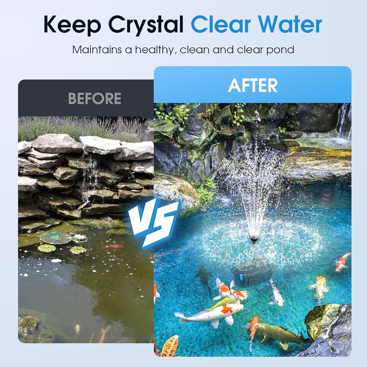 Pond Filter with Pump Fountain Kits, 660GPH Pond Filter with 40W Pond Pump & Fountain Kit, Koi Pond Filters for Outdoor Ponds Clean, Clear, and Add Water Features