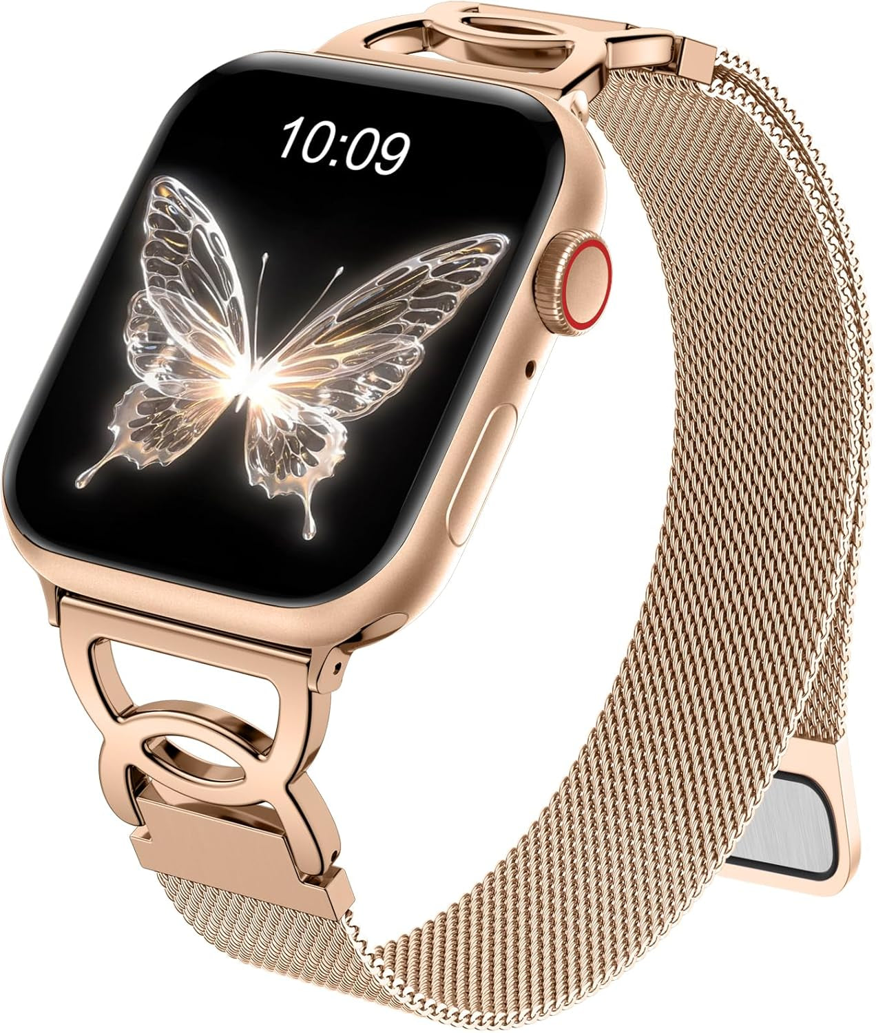 Slim Milanese Loop Compatible with Apple Watch Band 40Mm 41Mm 38Mm 42Mm 44Mm 45Mm 46Mm 49Mm Women, Thin Stainless Steel Mesh Loop Magnetic Wristbands for Iwatch SE Series 10 9 8 7 6 5 4 3 2 1