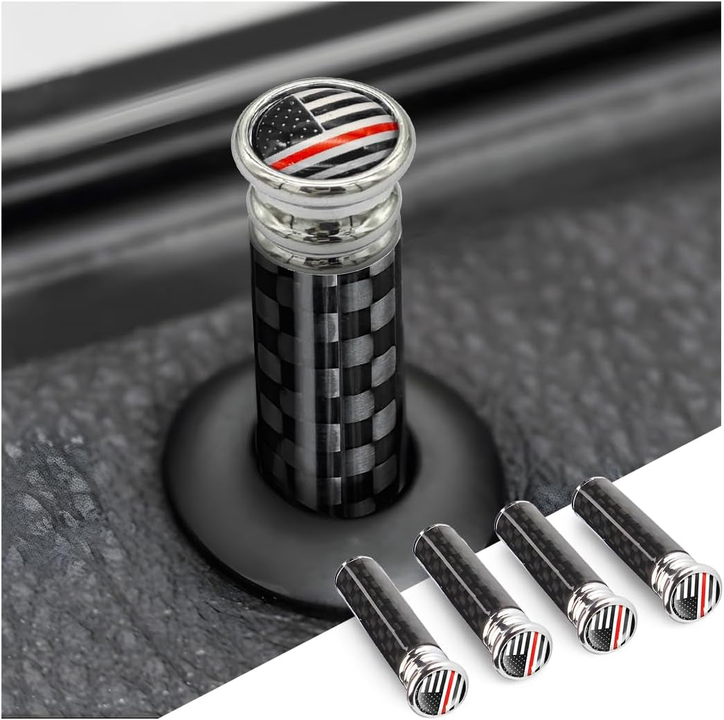 4PCS Car Door Lock Knobs, American Flag Carbon Fiber Door Lock Pin Cover, Decorative Modification Door Lock Bolt Pin Cover, Auto Accessories Universal for SUV, Truck, Van (Black Flag) TRUCK DRIVER