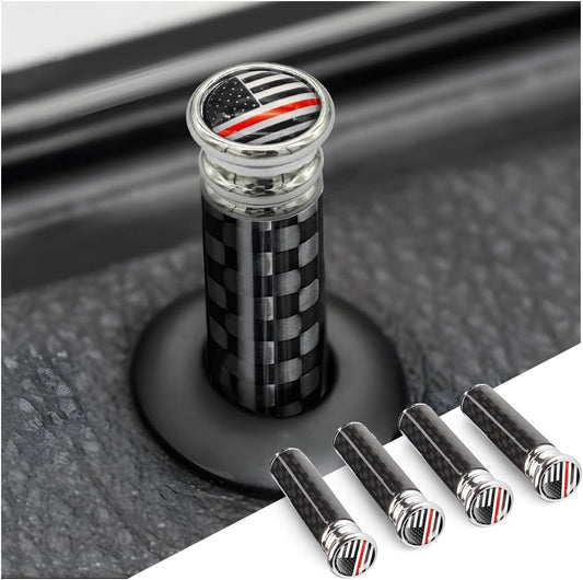 4PCS Car Door Lock Knobs, American Flag Carbon Fiber Door Lock Pin Cover, Decorative Modification Door Lock Bolt Pin Cover, Auto Accessories Universal for SUV, Truck, Van (Style B) TRUCK DRIVER