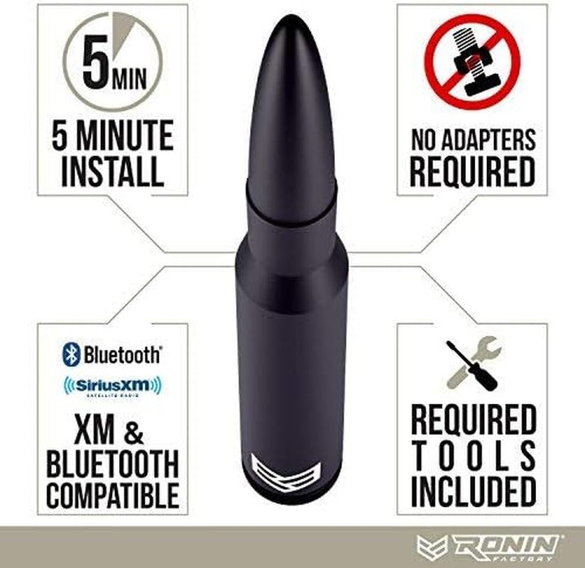 Bullet Antenna Chevy Silverado & GMC Sierra Trucks - 50 Cal Truck Antenna Accessories - anti Theft - Carwash Safe - Short Replacement Antenna