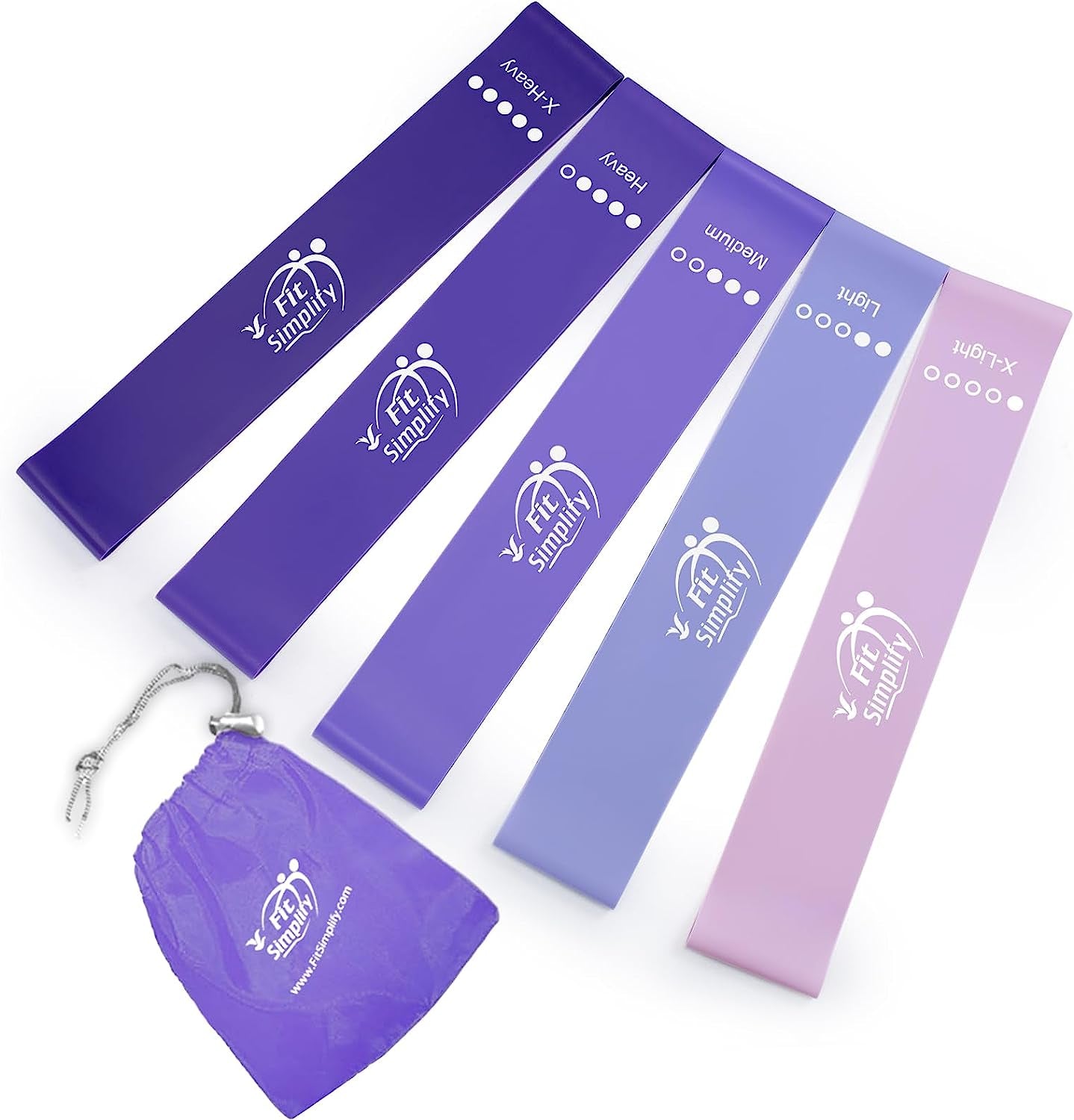 Resistance Loop Exercise Bands with Instruction Guide and Carry Bag, Set of 5