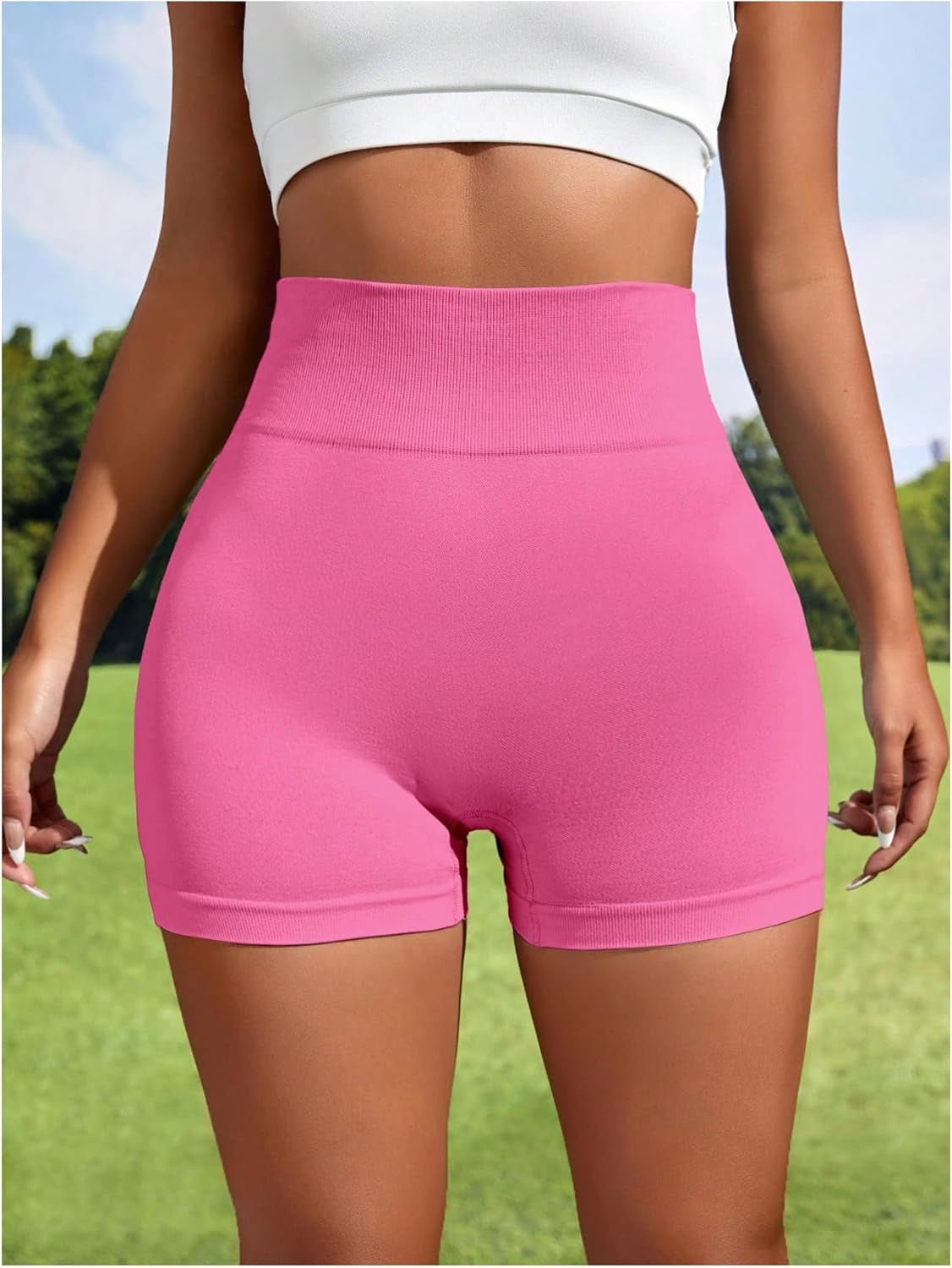 Women'S High Waist Gym Shorts Scrunch Butt Seamless Tummy Control Workout Yoga Shorts Leggings