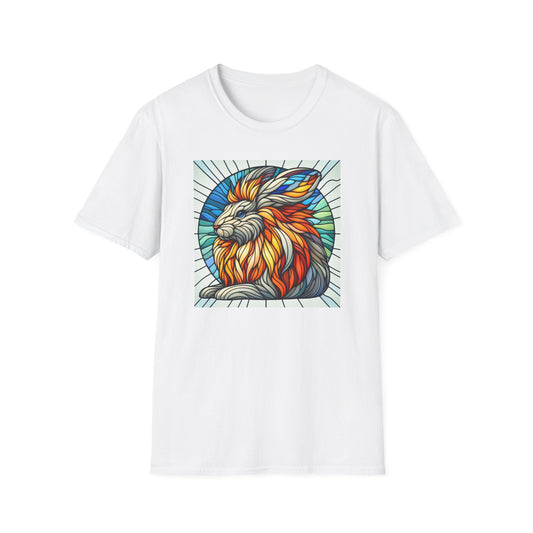 Lionhead Rabbit Animal Stained Glass Design Unisex Softstyle T-Shirt