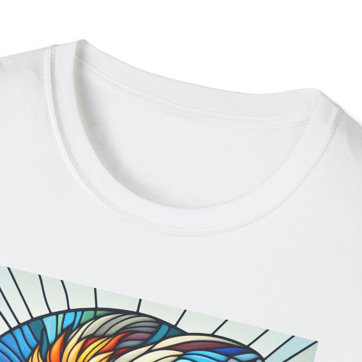 Lionhead Rabbit Animal Stained Glass Design Unisex Softstyle T-Shirt