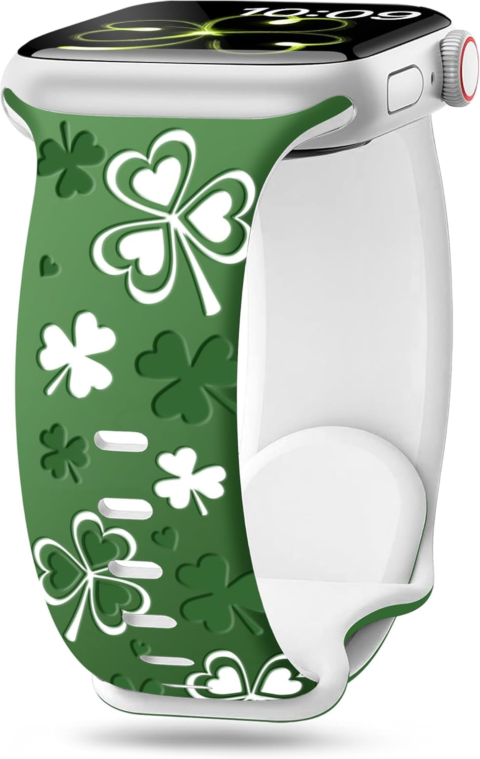 Shamrocks Lucky Clover Band for Apple Watch Bands for Women 42Mm 41Mm 40Mm 38Mm, St Patricks Day Cute Soft Silicone Iwatch Bands for Iphone Watch Bands Series 10 9 8 7 6 5 4 3 Se-Green(Yellow)