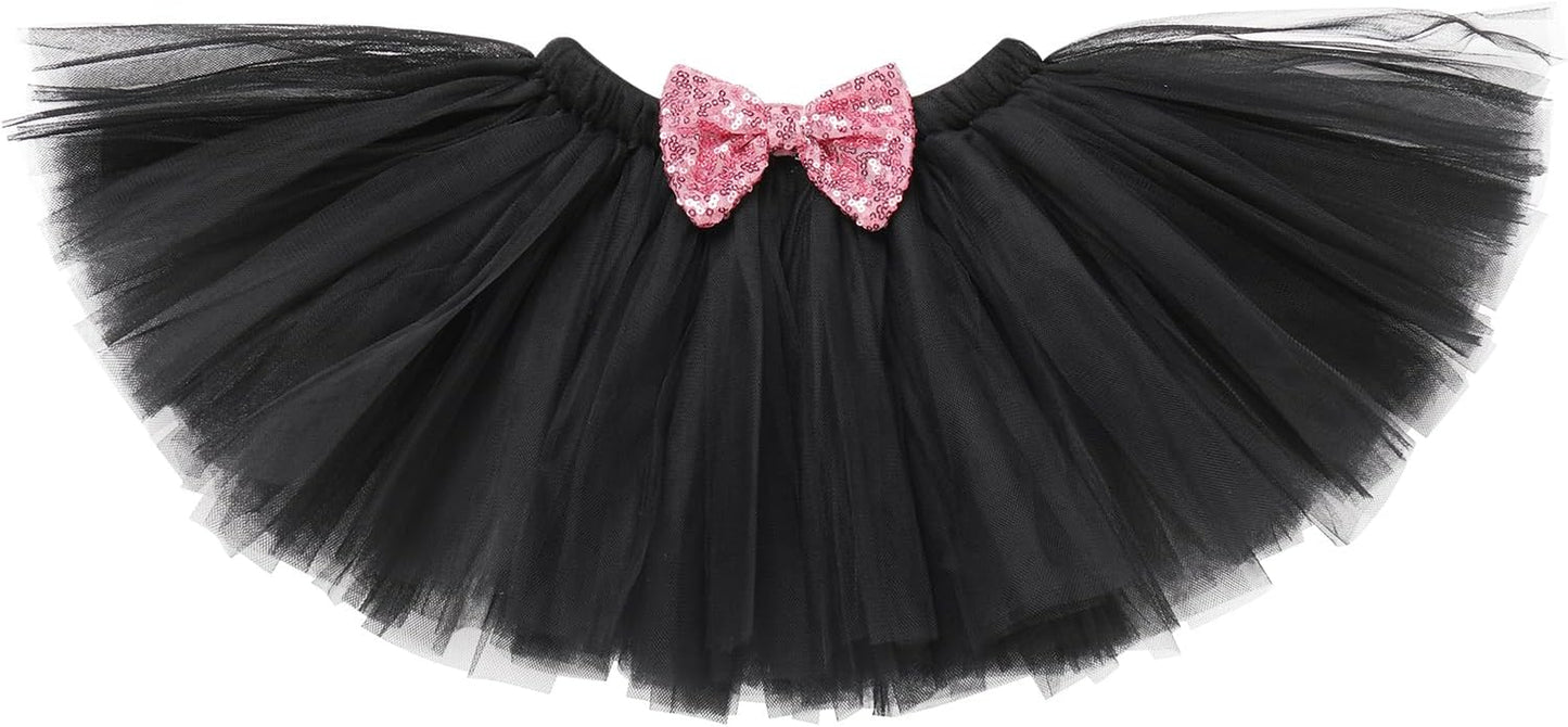 Baby Girls Jungle Animals Costume Tulle Tutu Skirt Ears Headband Bow Tie and Tail Set for Halloween Cosplay Dress Up