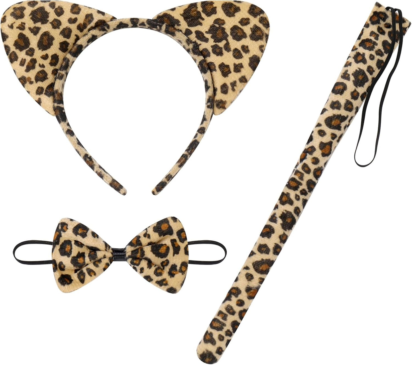 Baby Girls Jungle Animals Costume Tulle Tutu Skirt Ears Headband Bow Tie and Tail Set for Halloween Cosplay Dress Up