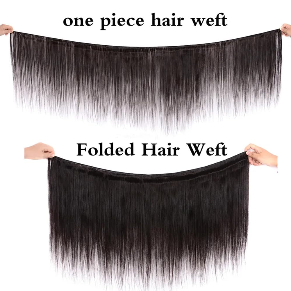 Straight Bundles Human Hair 8 Inch 1 Bundles 12A Brazilian Weave Bundles Human Hair 100% Unprocessed Virgin Remy Double Machin Weft for Women Natural Black Color Hair Extensions