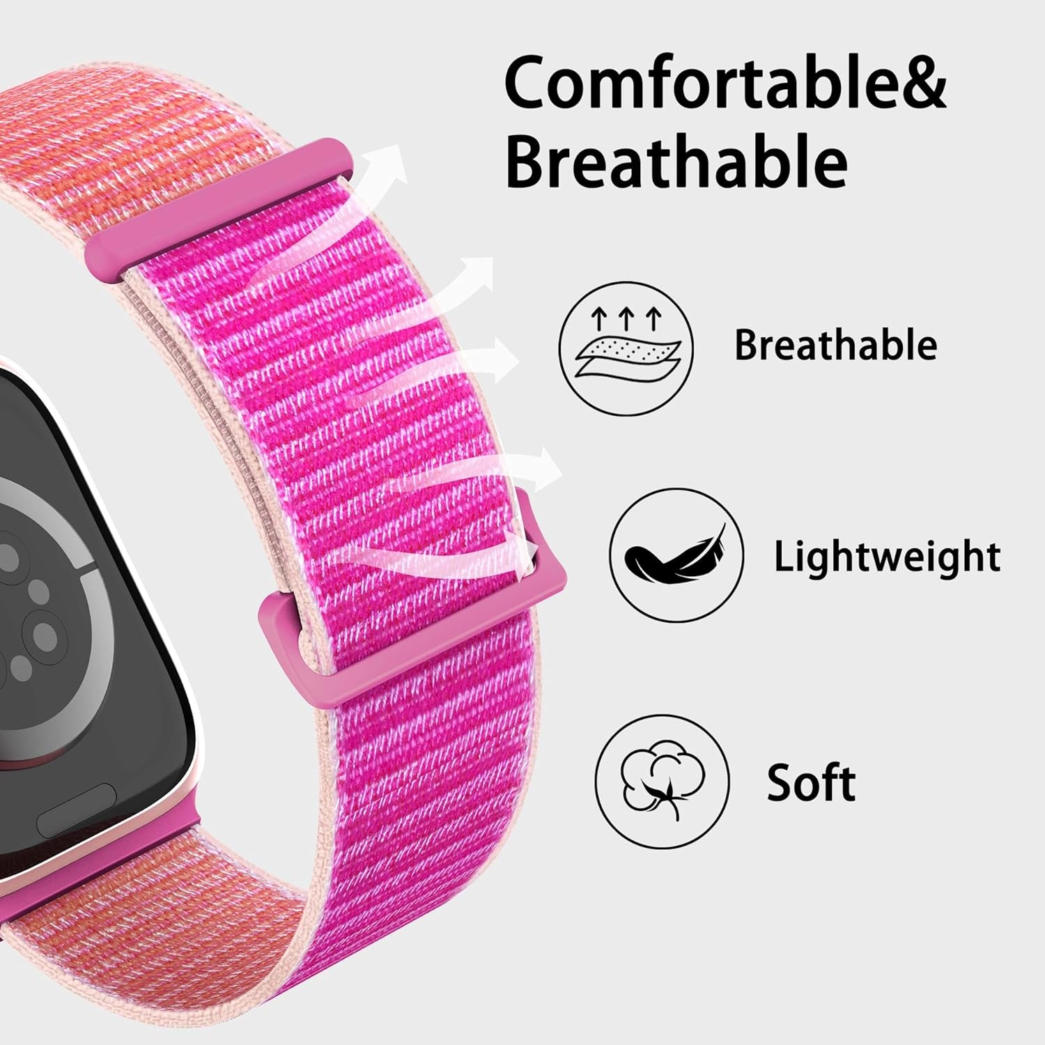 Nylon Bands Compatible with Apple Watch Band Women 40MM 38MM 41MM 42MM 44MM 45MM 49MM, Sport Loop Strap for Iwatch Series SE 9 8 7 6 5 4 3 2 Ultra
