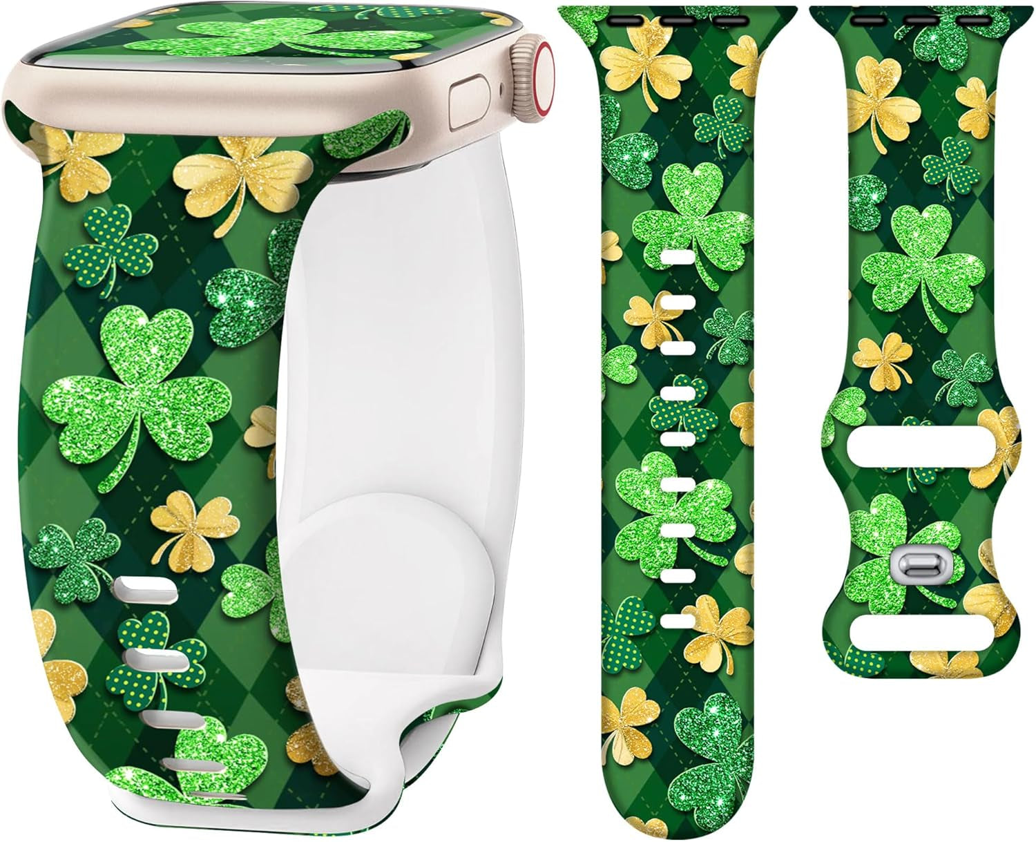 Lucky Clover Band for Apple Watch Bands 46Mm 45Mm 44Mm 49 42Mm(S3) for Women, St Patricks Day Silicone Iwatch Bands Series 10 9 8 7 SE 6 5 4 3, Shamrocks Gifts Strap for Apple Watch Band