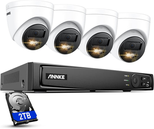 4K Poe Security Camera System with Audio Recording, 8 Channel 12MP H.265+ NVR with 4Pcs 8MP IP Turret Cams, Wide-Angle, IP67 Waterproof, Smart Dual Light, AI Human&Vehicle Detection(2Tb HDD)