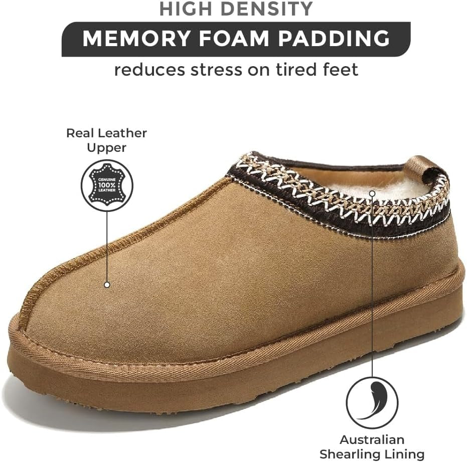 Slippers for Women Genuine Australian Sheepskin & Real Shearling Fur Women'S Slippers - Memory Foam Womens Slippers - Fuzzy Slippers Gifts for Women Footwear (Nerita, Chstnt, 6)