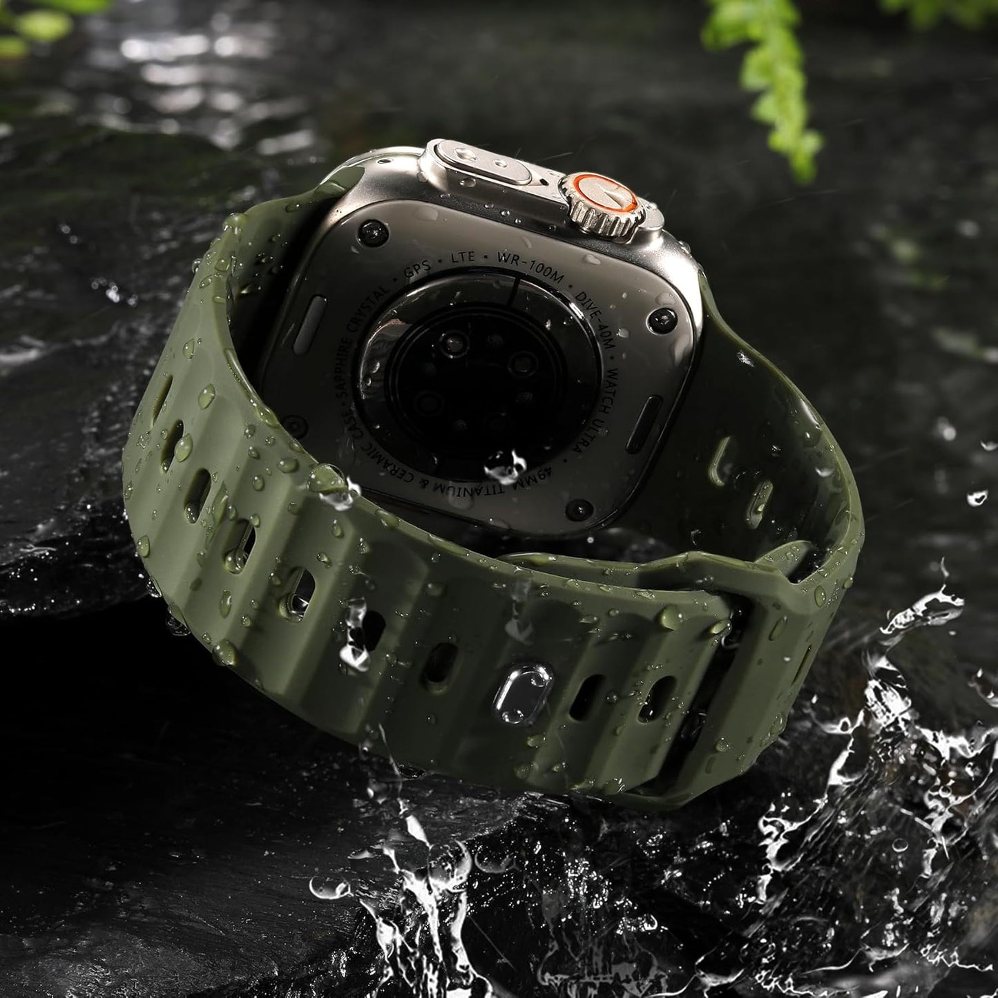 Sport Bands Compatible with Apple Watch Ultra 2/Ultra Band, Compatible with Apple Watch Bands for Men 49Mm 45Mm 44Mm 42Mm, Soft Silicone Waterproof Strap for Iwatch Series 9 8 7 6 5 4 SE 3 2 1