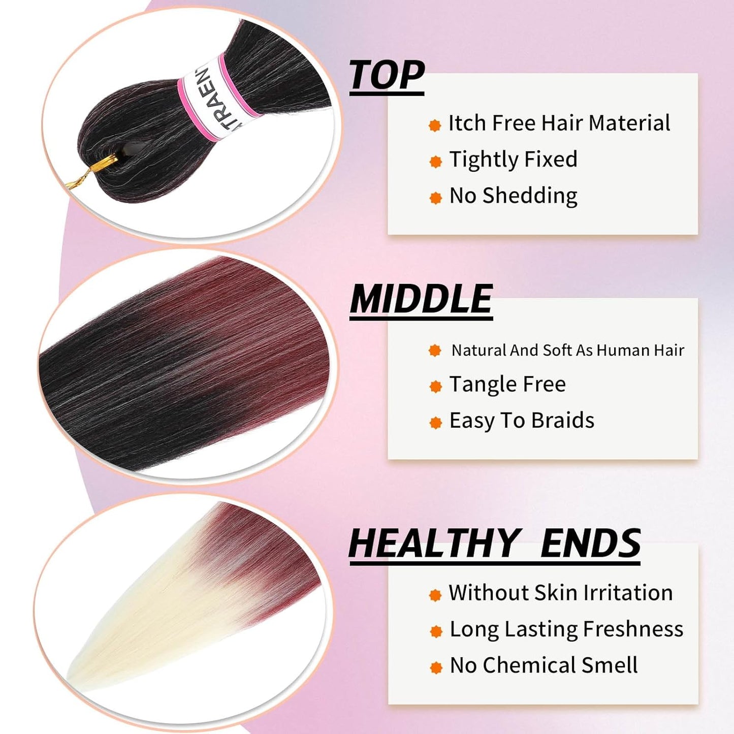 Prestretched Braiding Hair 18 Inch Ombre Braiding Hair Pre Stretched 8 Packs Hot Water Setting Yaki Texture Hair Braids