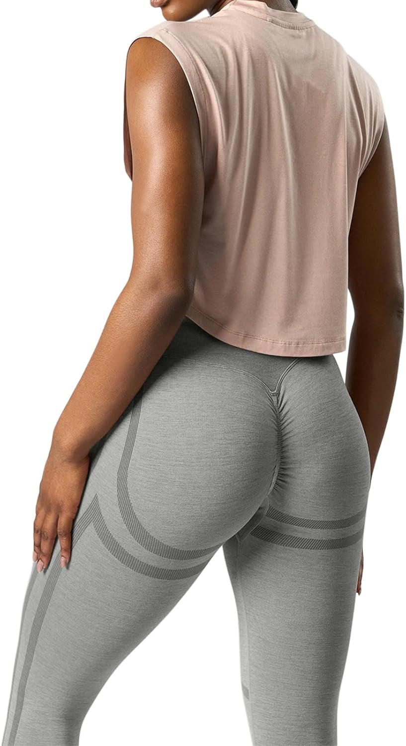 Scrunch Butt Lifting Seamless Leggings for Women High Waisted Tummy Control Striped Workout Pants