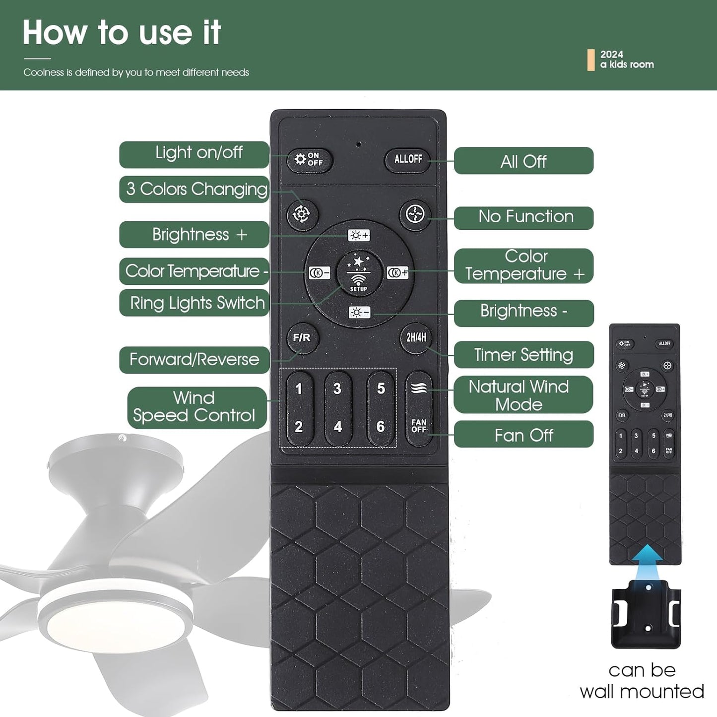 Ceiling Fans with Lights Remote/App Control, 38" Low Profile Ceiling Fans with Dimmable White Colors+ RGB Ring Lights, 6 Speeds 5 Reversible Blades for Kids Room Bedroom Living Room, Black