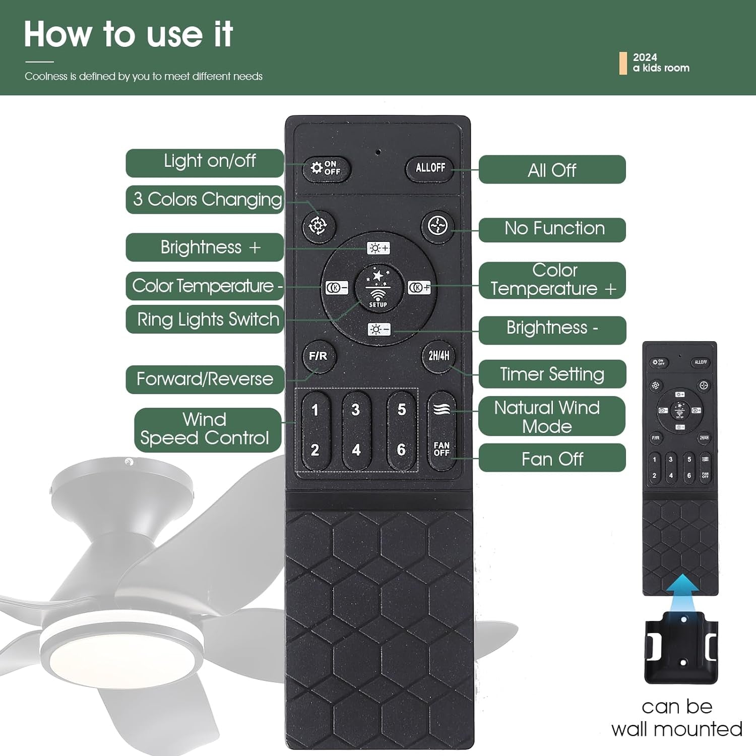 Ceiling Fans with Lights Remote/App Control, 38" Low Profile Ceiling Fans with Dimmable White Colors+ RGB Ring Lights, 6 Speeds 5 Reversible Blades for Kids Room Bedroom Living Room, Black