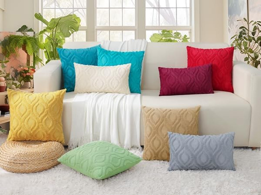 Decorative Throw Pillow Covers 18X18, Soft Plush Faux Wool Couch Pillow Covers for Home, Set of 2, Brown