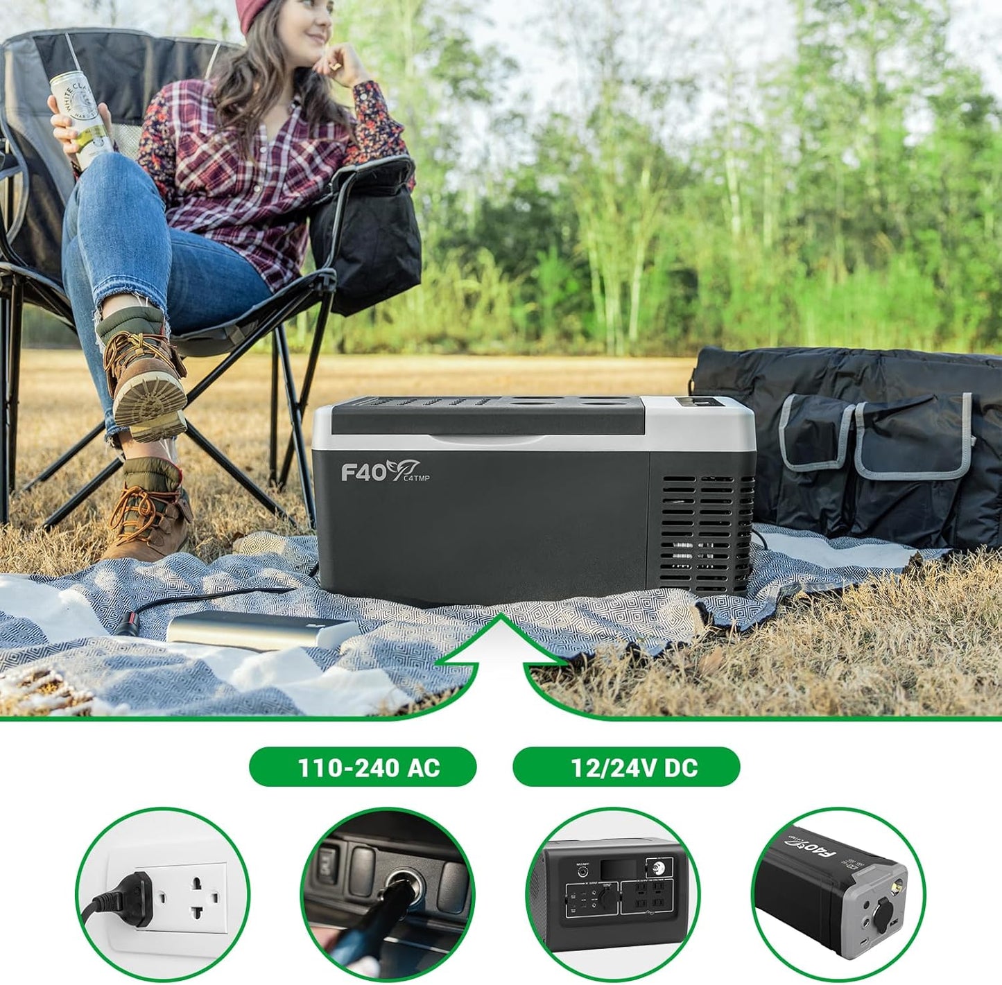 12 Volt Refrigerator, 20 Quart(18L) Portable Freezer, 12V Car Fridge(-8℉~50℉), Compressor Cooler for Camping, Road Trip, Travel, Van, Truck, RV, Boat, Outdoor, Home, 12/24V DC & 100~240V AC TRUCK DRIVER