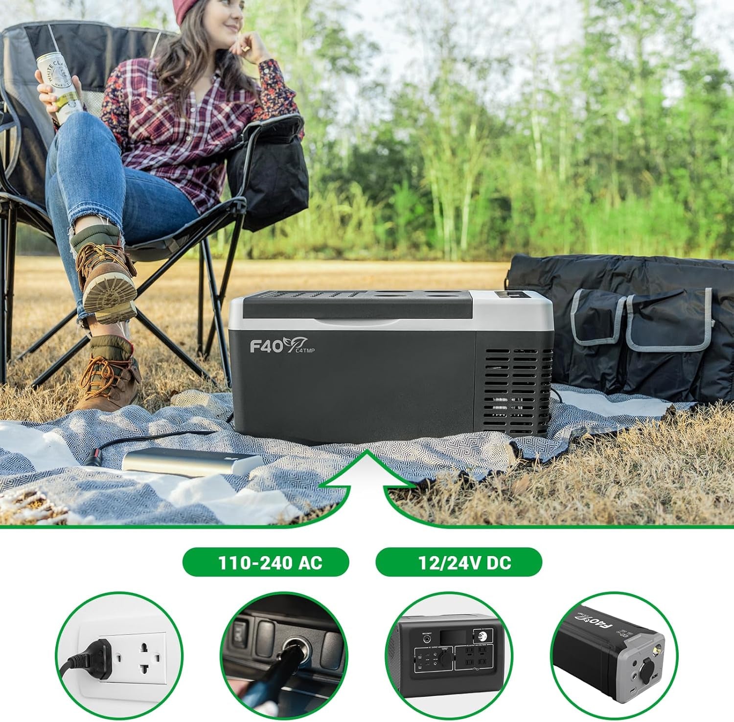 12 Volt Refrigerator, 20 Quart(18L) Portable Freezer, 12V Car Fridge(-8℉~50℉), Compressor Cooler for Camping, Road Trip, Travel, Van, Truck, RV, Boat, Outdoor, Home, 12/24V DC & 100~240V AC TRUCK DRIVER