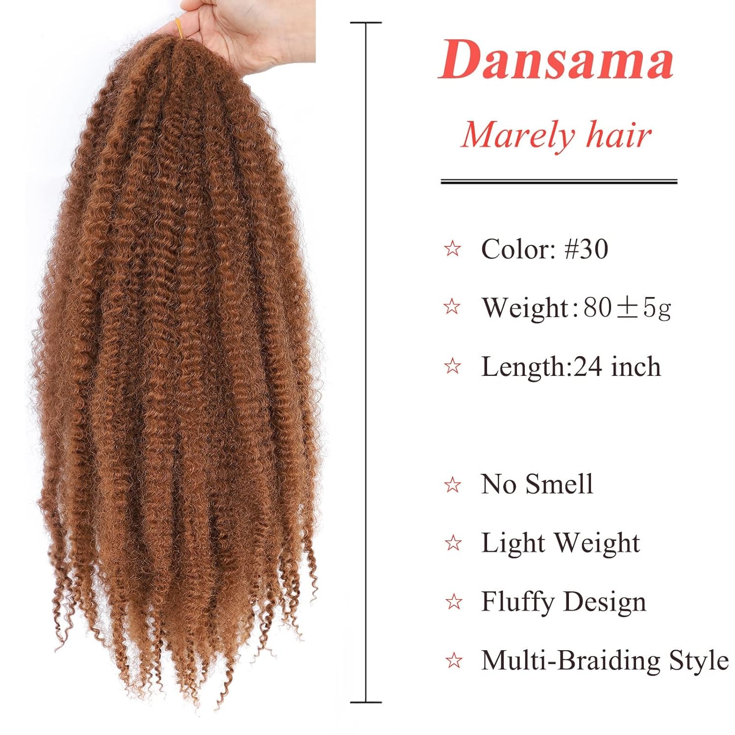 Marley Hair 24 Inch Marley Braiding Hair Marley Crochet Hair Long Afro Kinky Curly Crochet Hair Extensions 3 Packs (24 Inch (Pack of 3), 30)