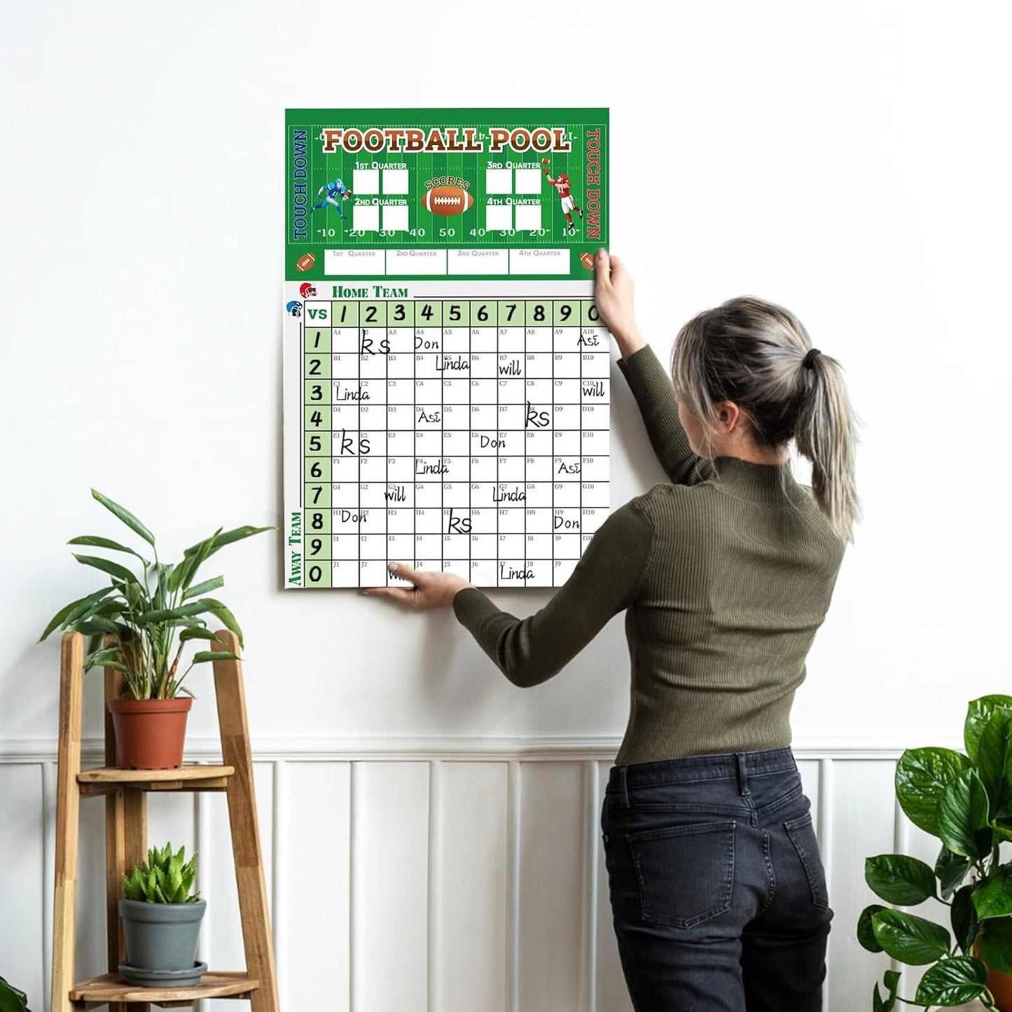 6 Pcs Football Pool Poster 17 X 11 Inch Football Squares Pool Board Office Pool Football Poster Big Football Game Party Board Decorations Football Super Game Bowl Party Pool Poster 2025