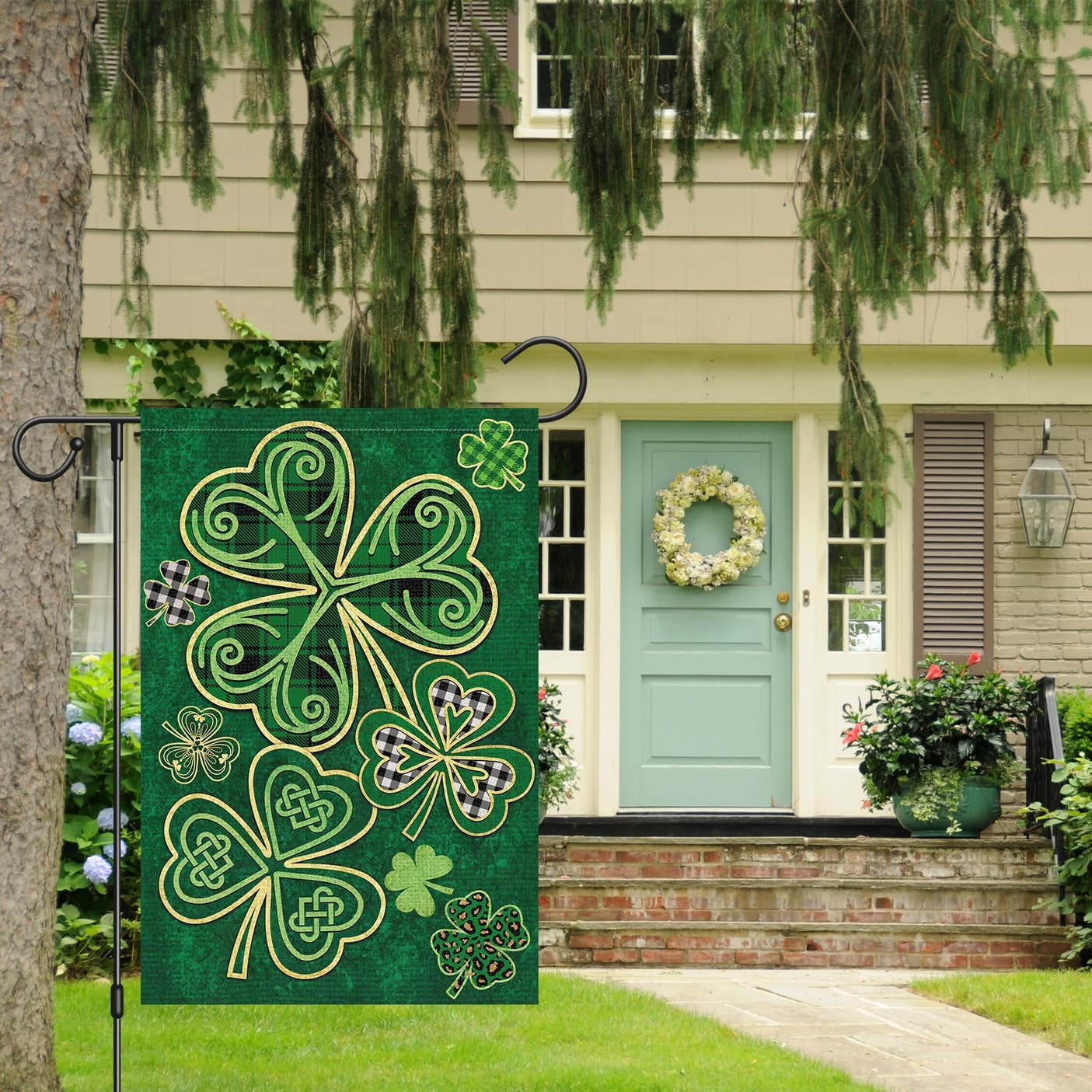 Welcome St. Patrick'S Day Garden Flag 12X18 Double Sided Vertical, Burlap Spring Small Lucky Shamrock Clover Yard Banner Sign Buffalo Plaid Home outside Outdoor Decor