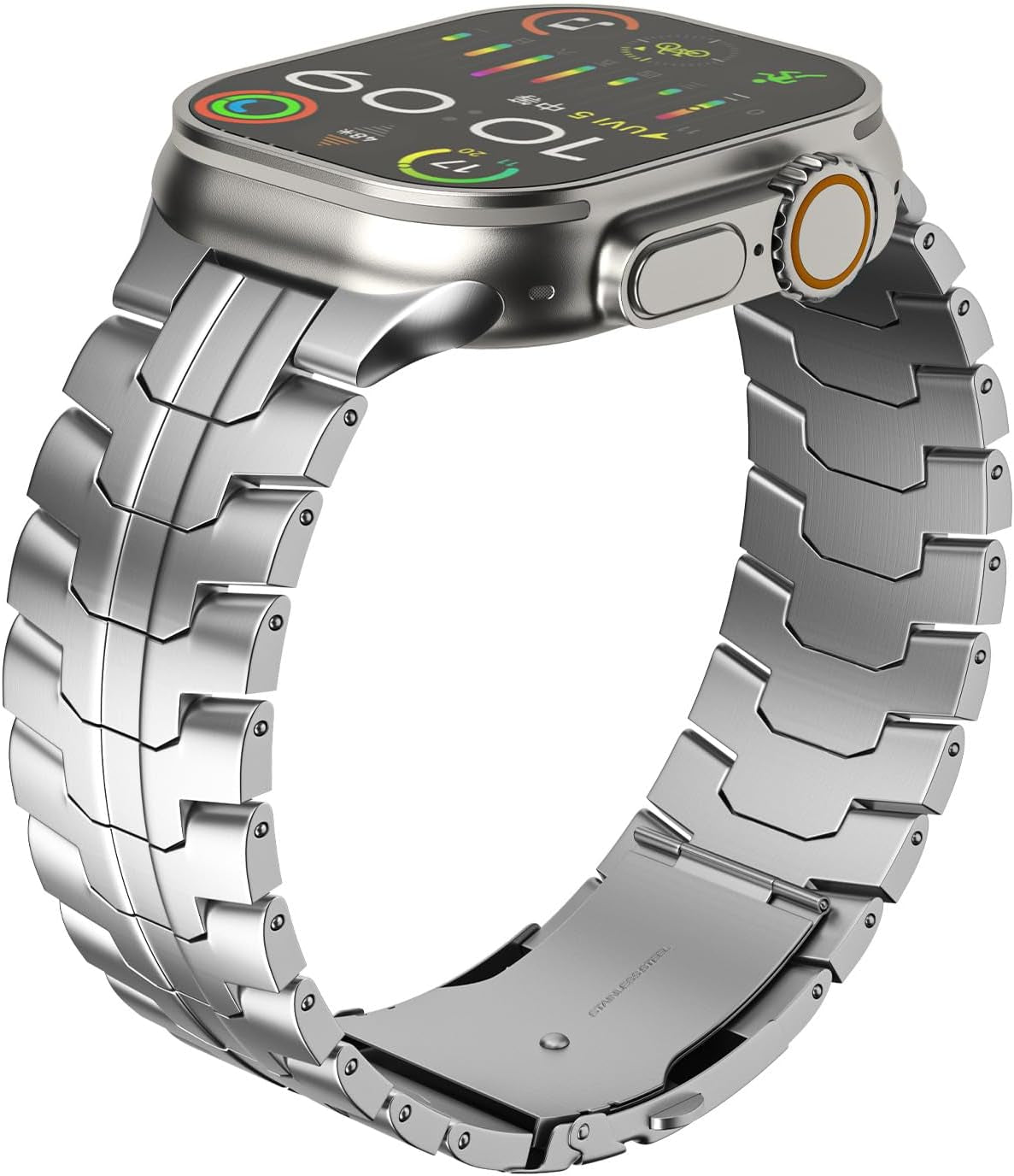 Titanium Band Compatible with Apple Watch Ultra & Ultra 2 (49Mm, 45Mm, 44Mm, 42Mm) - Adjustable Lightweight Titanium Metal Replacement Strap with Folding Clasp for Men and Women