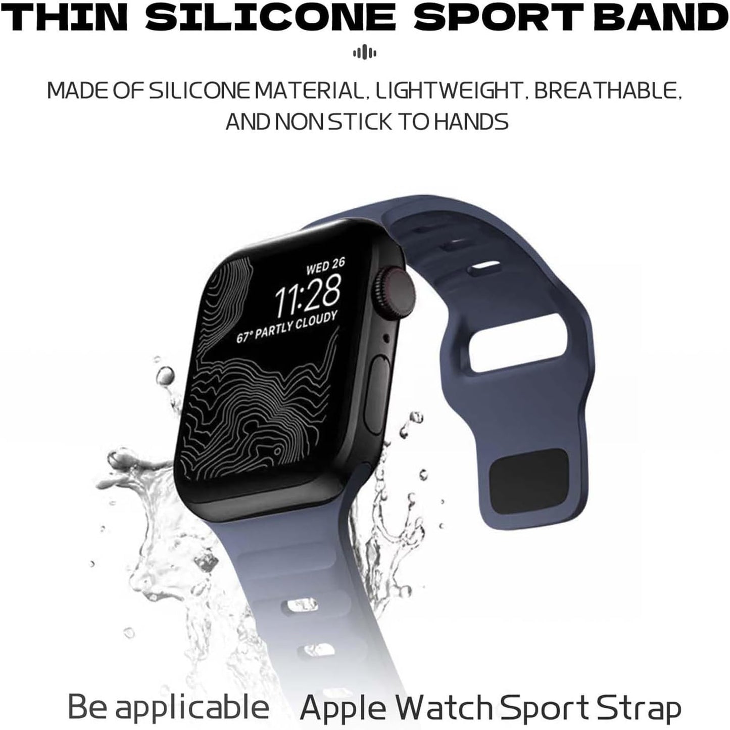 Outdoor Sports Bands Compatible with Apple Watch Ultra Band 42-49Mm, Soft Silicone Waterproof Bands Compatible with Iwatch Apple Watch Series Ultra 9 8 7 6 SE Women'S Men'S