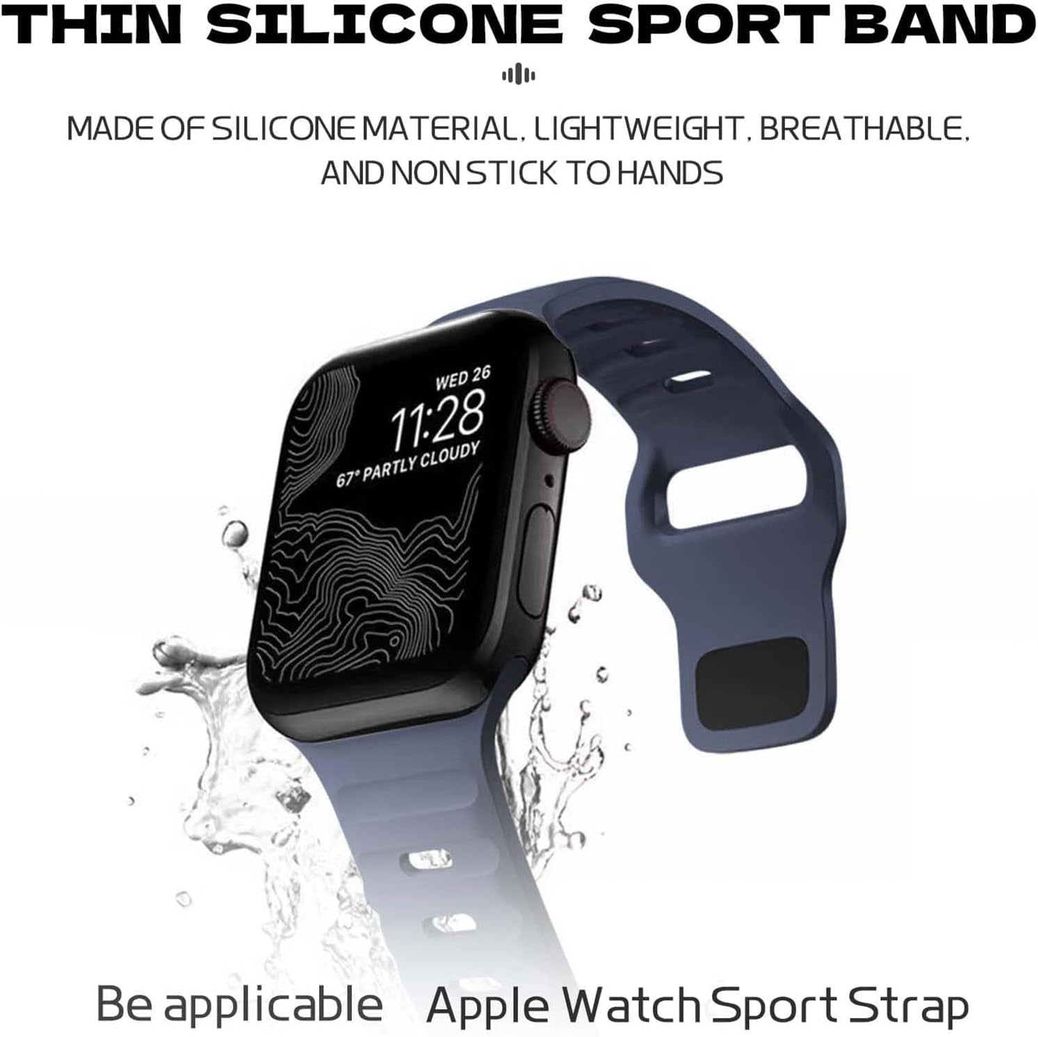Outdoor Sports Bands Compatible with Apple Watch Ultra Band 42-49Mm, Soft Silicone Waterproof Bands Compatible with Iwatch Apple Watch Series Ultra 9 8 7 6 SE Women'S Men'S