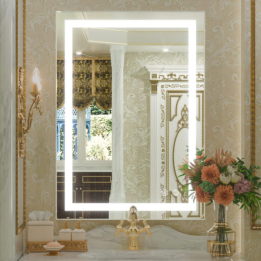 Bathroom Mirror with LED Lights for Wall 20 X 28 Inch Smart Mirror Bathroom, Frontlit Vanity Mirror with Antifog, 3 Colors, Stepless Dimmable(Horizontal/Vertical)