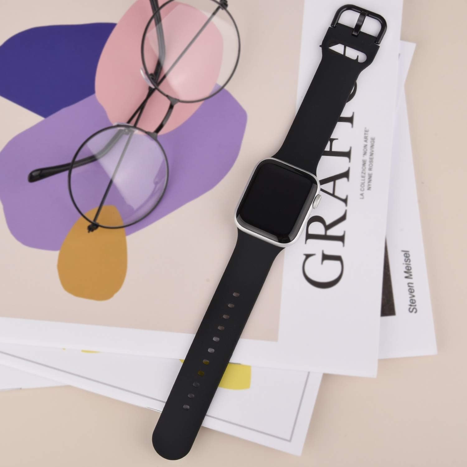 Sport Band Compatible with Apple Watch Band 38Mm 45Mm 44Mm 42Mm 41Mm 40Mm, Soft Silicone Waterproof Strap Replacement for Iwatch Apple Watch SE Series 9 8 7 6 5 4 3 2 1 for Women Men