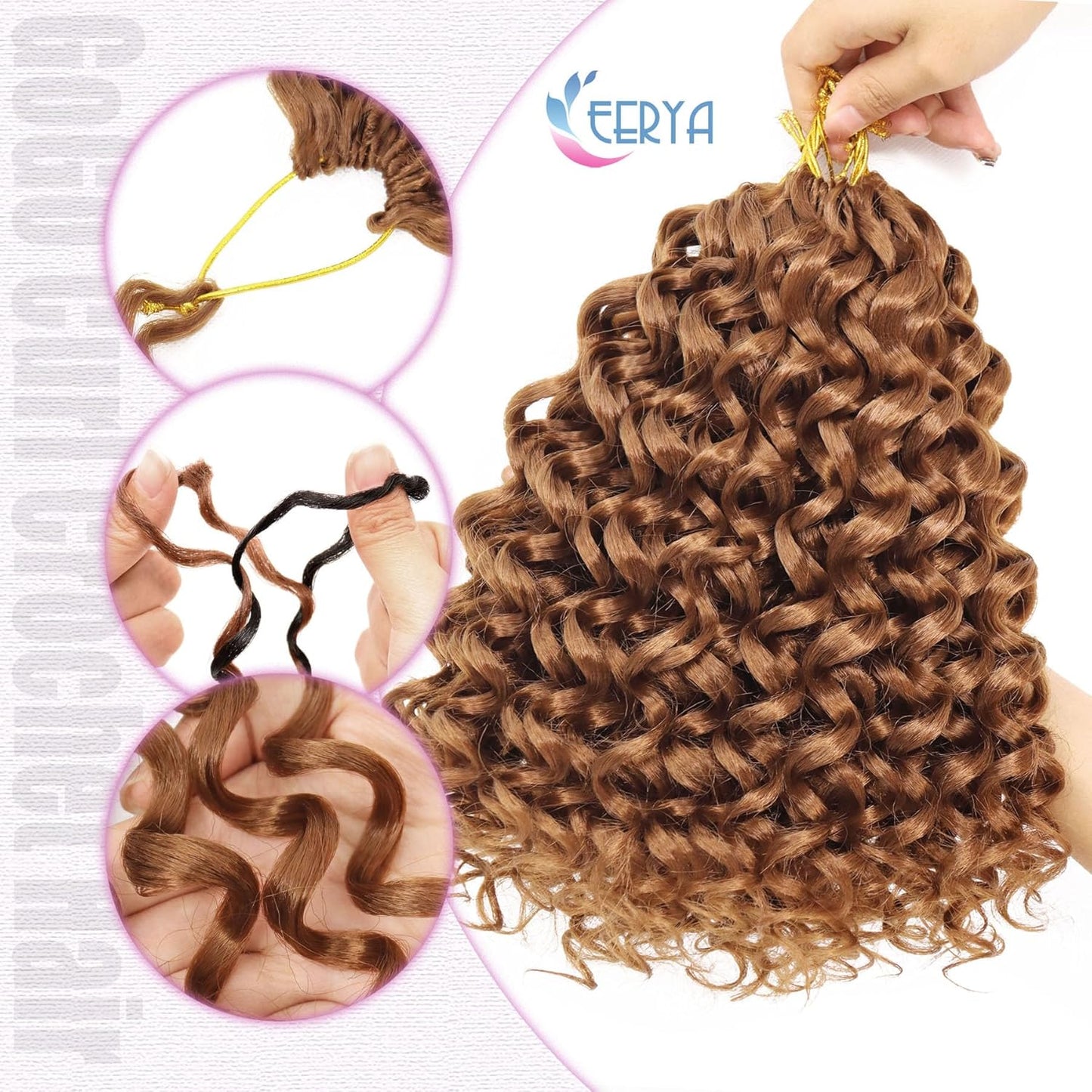 7 Packs Gogo Curl Crochet Hair 10 Inch Short Curly Crochet Hair for Women Water Wave Beach Curl Deep Twist Crochet Braids Synthetic Braiding Hair Extensions(10 Inch, #30)
