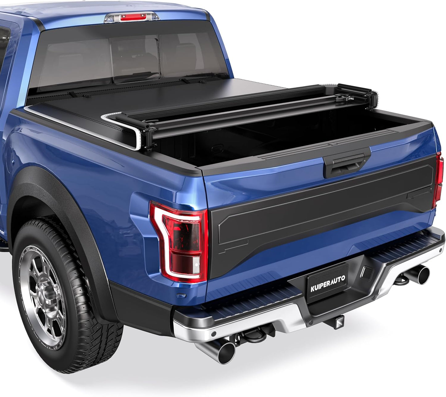 Quad 4-Fold 6.5 FT Soft Folding Truck Bed Tonneau Cover Compatible with 2009-2014 Ford F150 F-150 Styleside Fourth Fold (Excl Raptor Series) without Utility Track System Truck Bed Cover