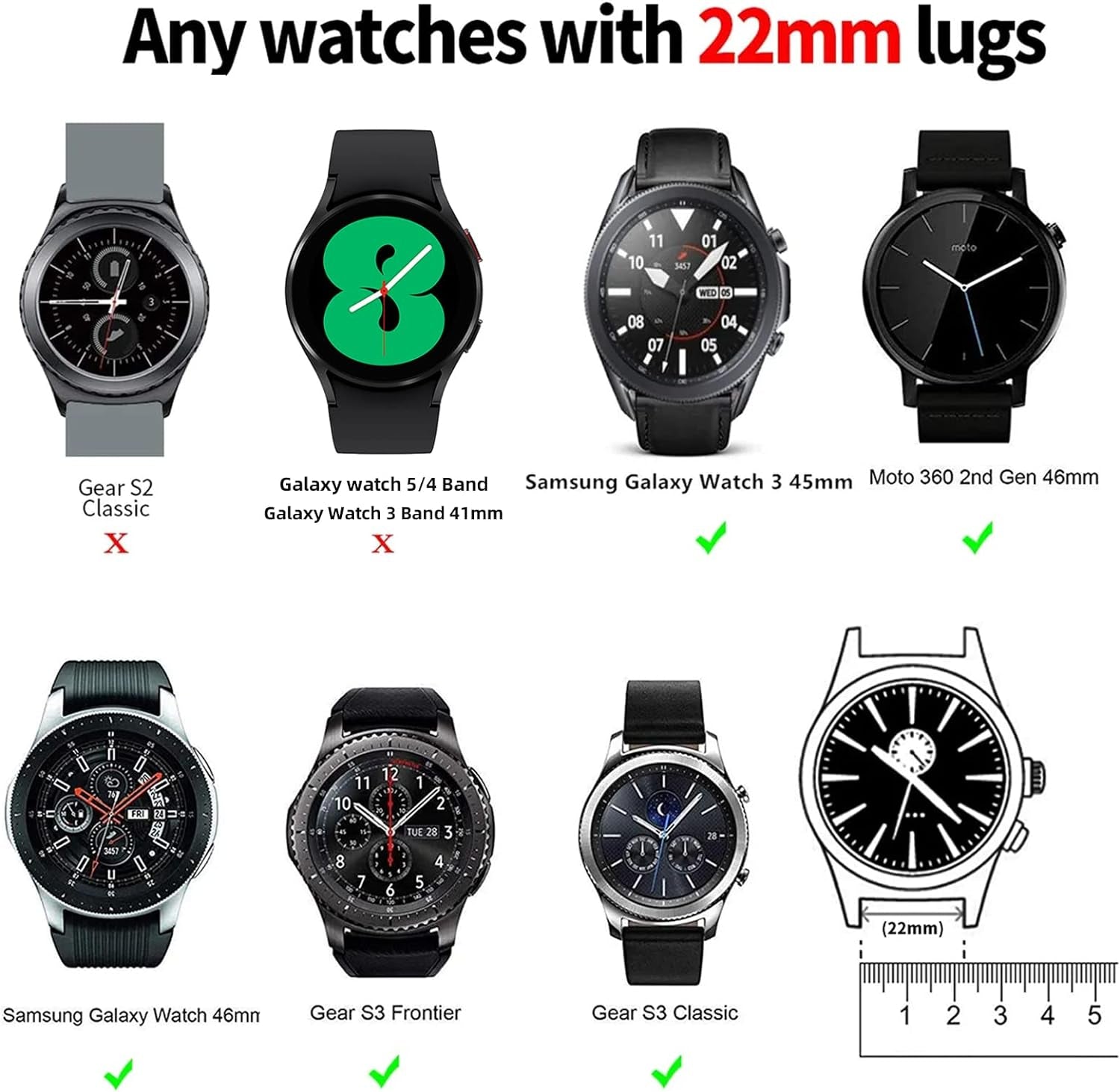 Compatible for Samsung Galaxy Watch 3 45Mm/Galaxy Watch 46Mm/Gear S3 Frontier, 22Mm Soft Silicone Breathable Watch Strap Wristband for Women Men,(Black/Red)