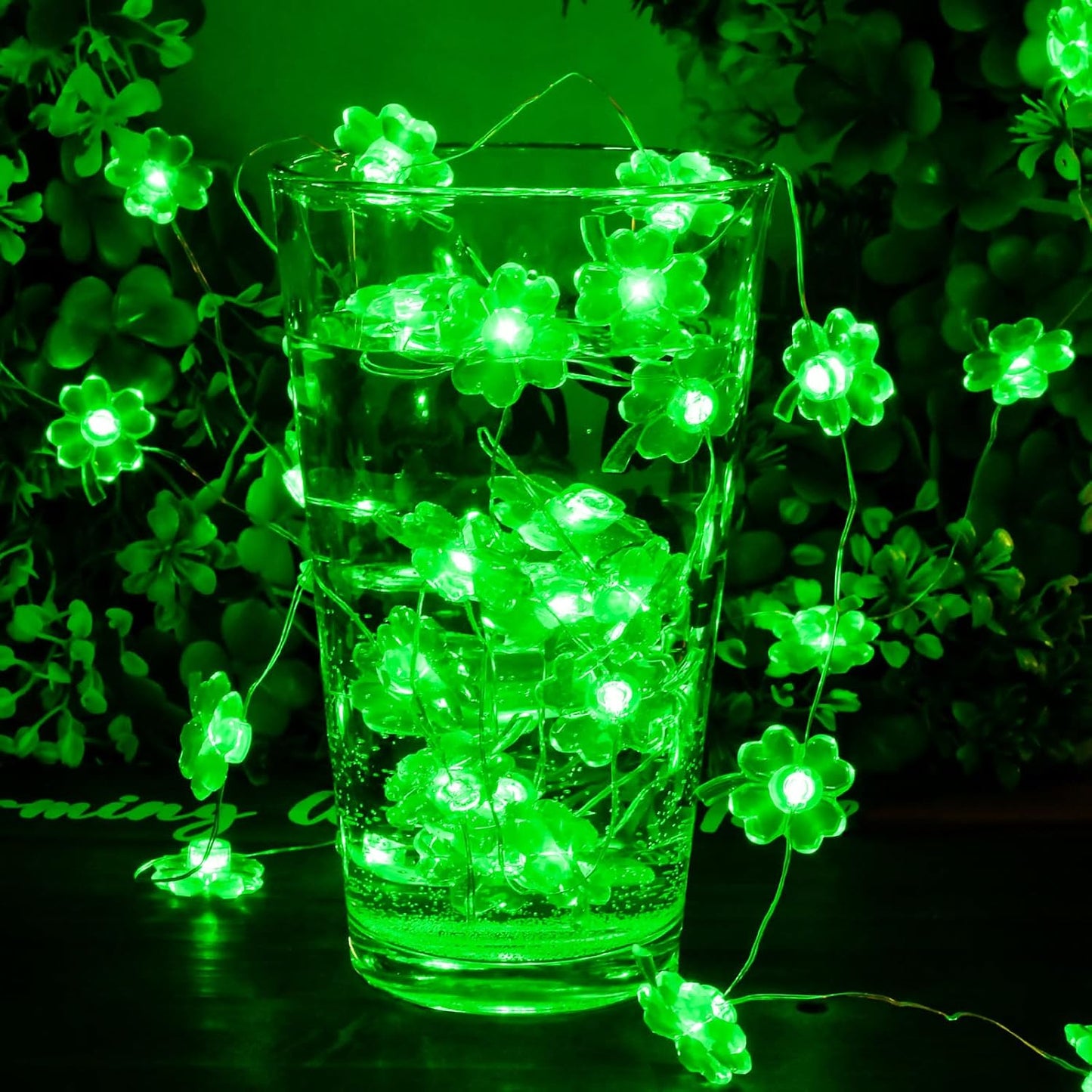 St Patricks Day Decorations 3D13Ft 50LED Green Shamrock String Light, St Patricks Day Decor Irish Party for Home Indoor/Outdoor Wedding Anniversary Holiday Green Decor