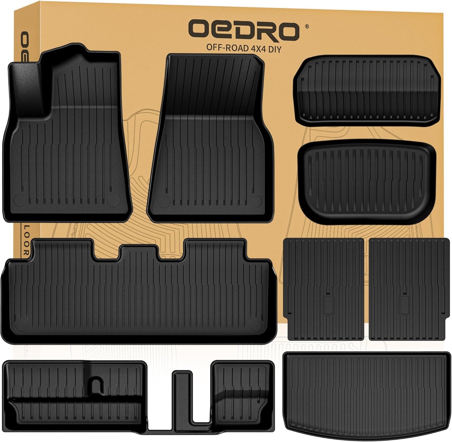 Floor Mats for Tesla Model Y 2024 2023-2020 Custom Fit All Weather Durable TPE Automotive Interior Cargo Liners Trunk Mats Accessories for Model Y 5-Seat (NOT Fit 7-Seat) 6 Pcs Mats Set