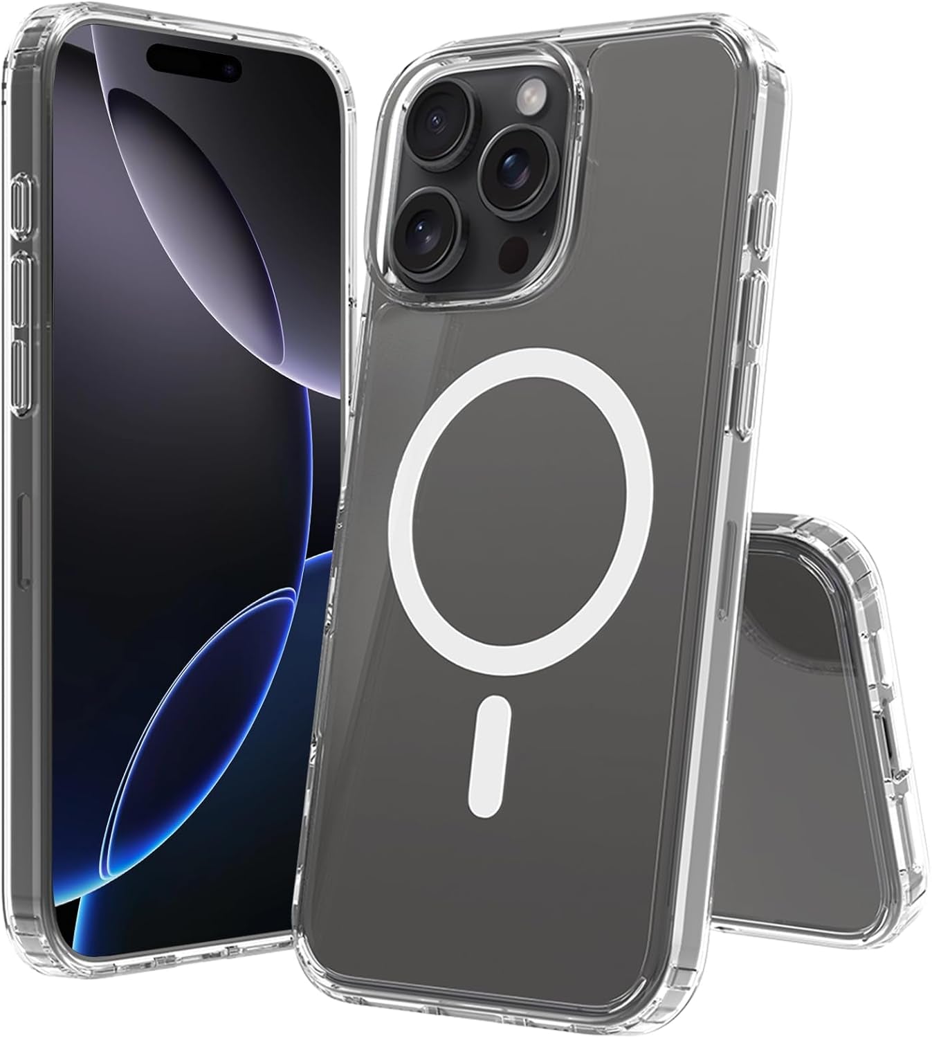 2025 New Magnetic for Iphone 16E Case,Compatible with Magsafe,Military Grade Drop Tested, Shockproof Matte Translucent Hard Back Slim Protective Case.Black Magnetic Circle.