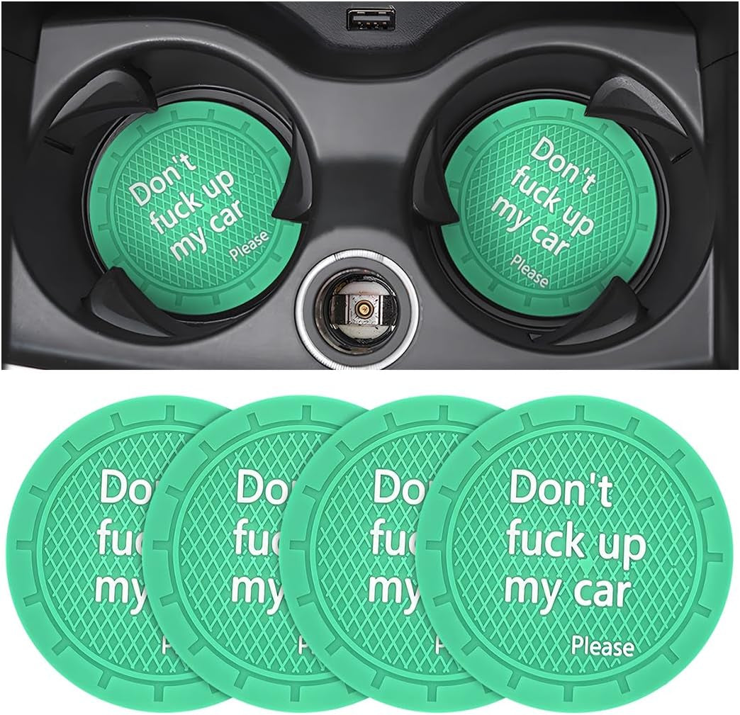 2 Pack Car Cup Holder Coasters, 2.75 Inch Non-Slip PVC Insert Cup Coaster, Anti-Scratch Auto Cup Mats for Women Men, Vehicle Interior Accessories Universal for Car, SUV, Truck (D Blue/2Pcs) TRUCK DRIVER