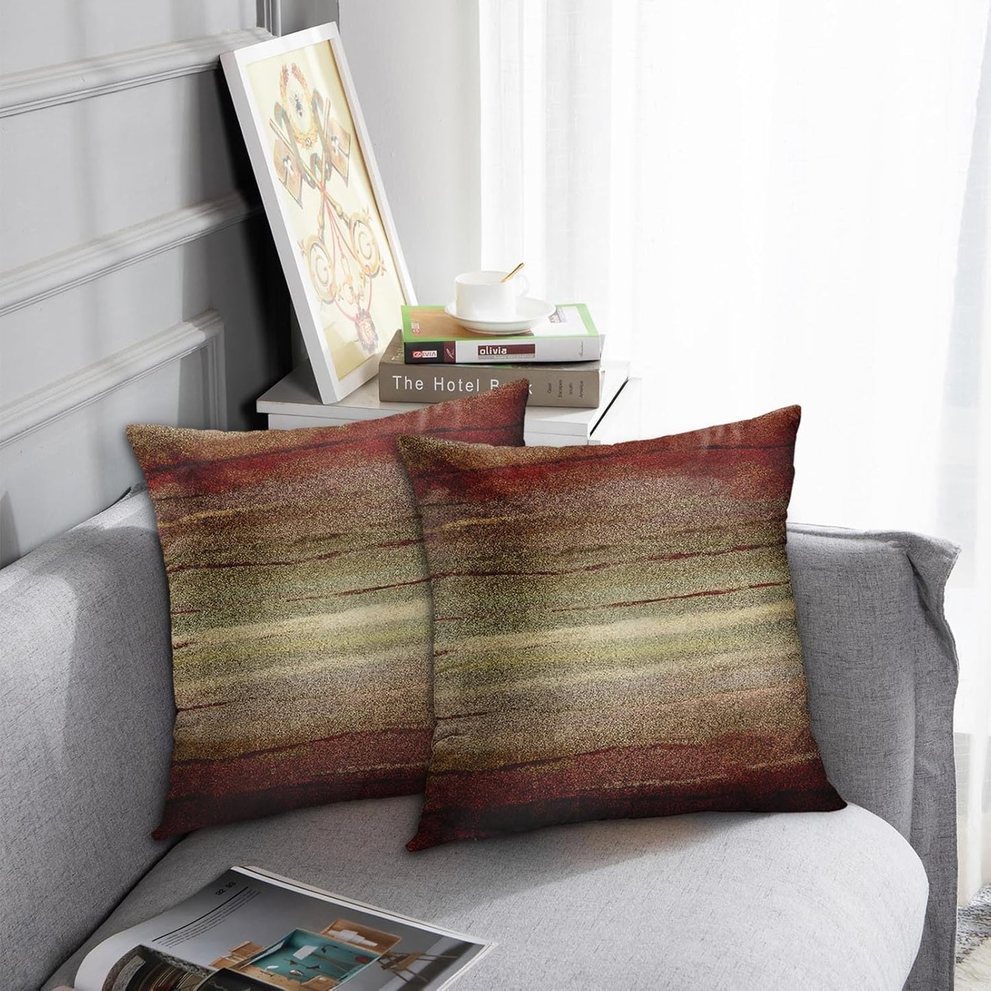 Set of 2 Throw Pillow Cover Western Tribal Geometric Brown Southwest Decorative Pillow Case Home Decor Square 18 X 18 Inch Pillowcase