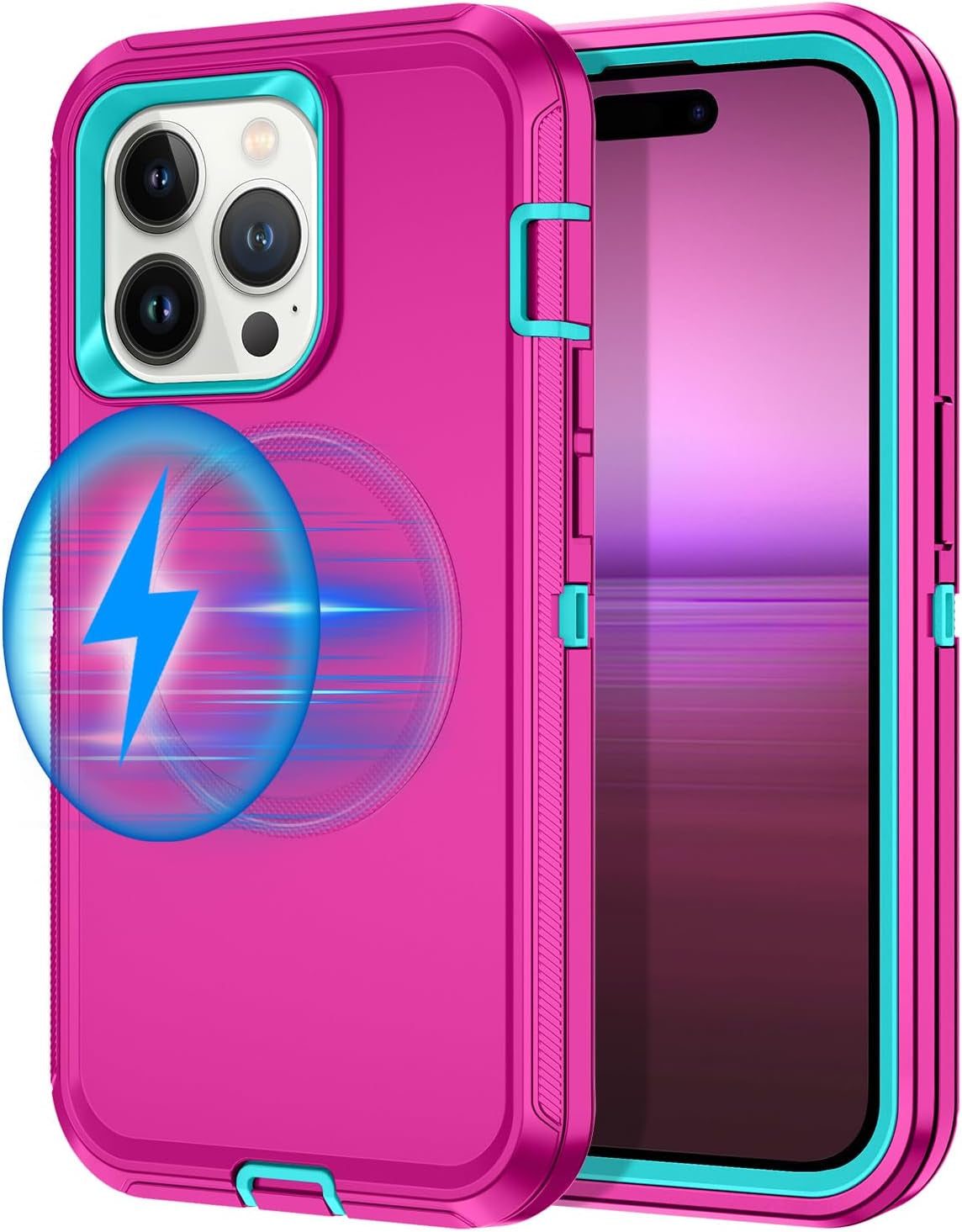 For Iphone 16E Case [Compatible with Magsafe] Shockproof 3-Layer Full Body Protection [Without Screen Protector] Rugged Heavy Duty Cover Case for Apple Iphone 16E 6.1",Turquoise