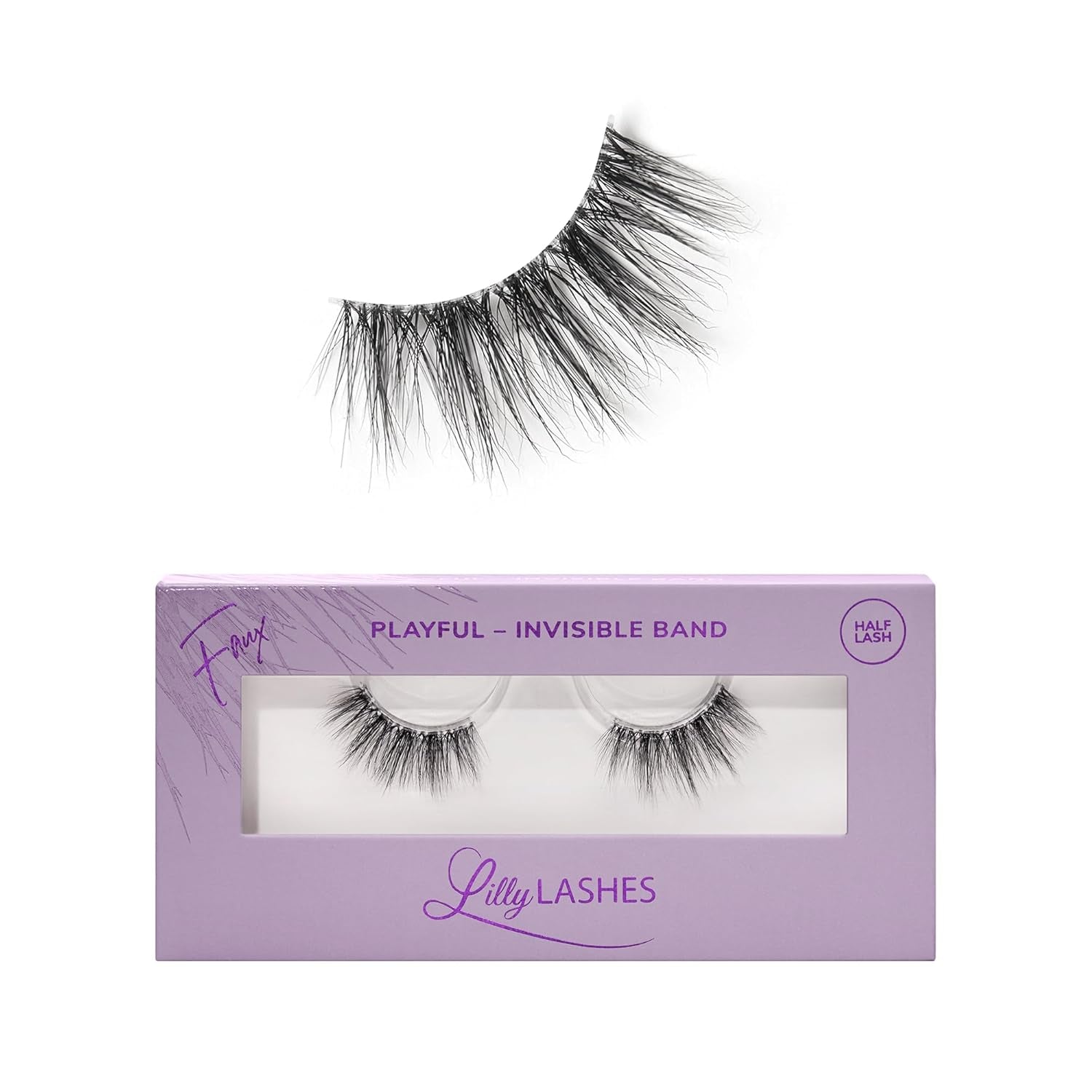Sheer Band, False Eyelashes W/Invisible Band Lashes, False Lashes Natural Look, Wispy Lashes Style, Clear Band Lashes, Reusable Eyelashes 20X, Lash Glue Not Included, 13.5Mm (Persuasive)