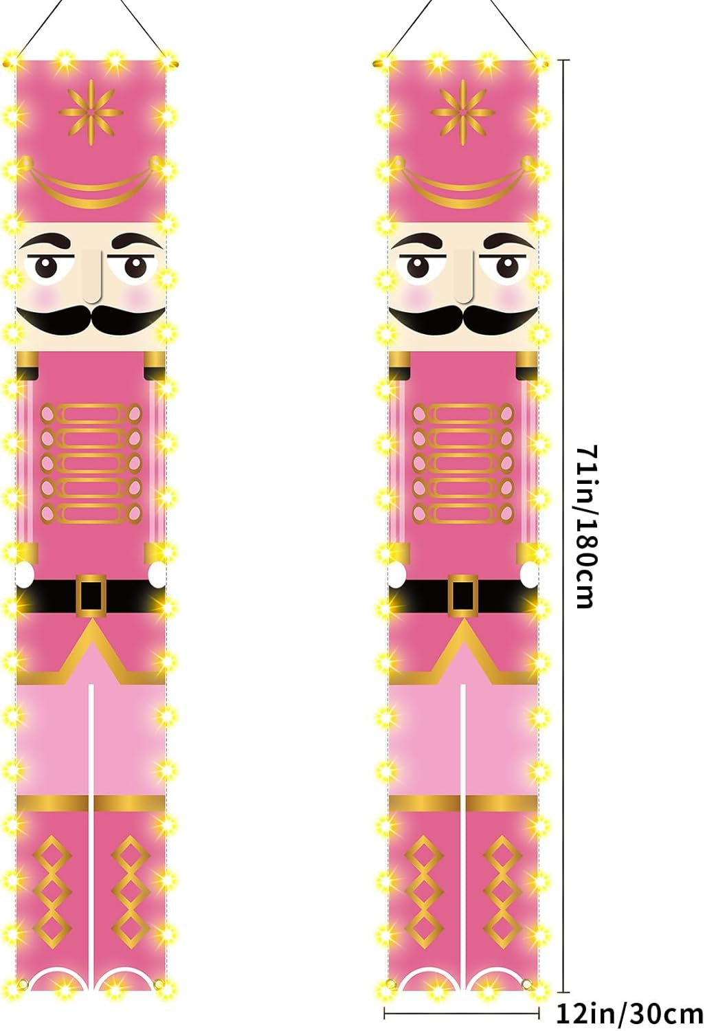 Pink Nutcracker Christmas Decorations with Lights Pink Nutcracker Porch Banner Outdoor Christmas Nutcracker Decorations and Supplies for Home Party