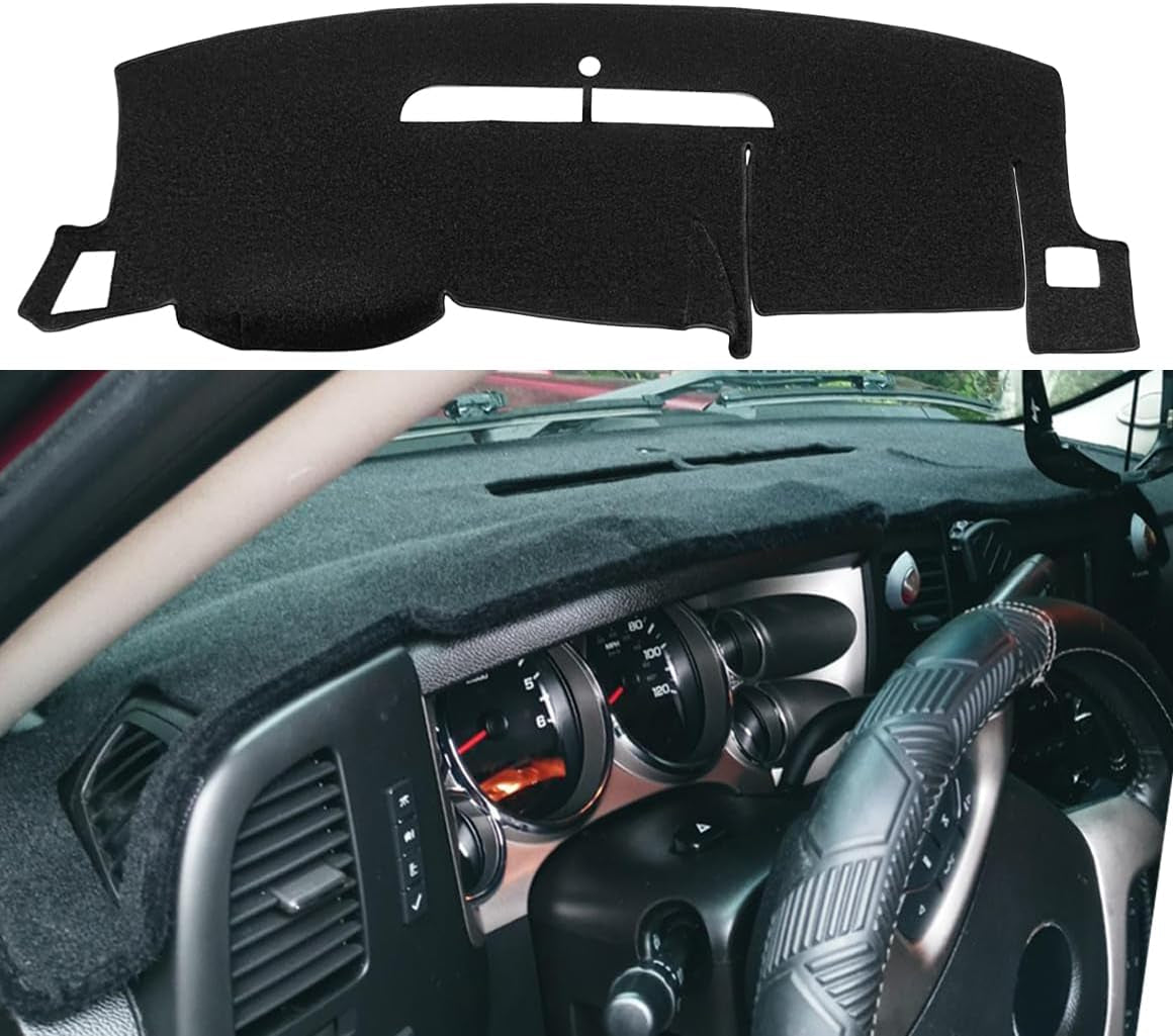 Dash Cover Custom Fit for Chevy Chevrolet Silverado 1500 LT/WT 2007-2013 2500 HD / 3500 HD 2007-2013, GMC Sierra 2007-2013 .Dashboard Cover Mat Pad Carpet (08-13, Black) Y74