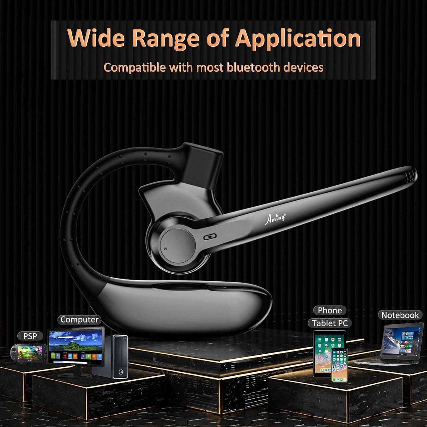 Wireless Bluetooth Headset with Microphone 30 Hrs Talking Time V5.3 Auriculares Bluetooth Earpiece,Ai Noise Cancelling Bluetooth Earphones for Trucker Office Home TRUCK DRIVER
