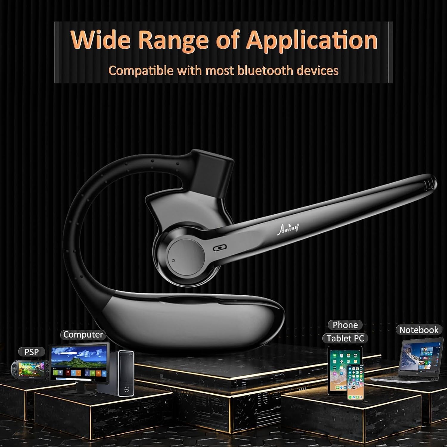 Wireless Bluetooth Headset with Microphone 30 Hrs Talking Time V5.3 Auriculares Bluetooth Earpiece,Ai Noise Cancelling Bluetooth Earphones for Trucker Office Home TRUCK DRIVER