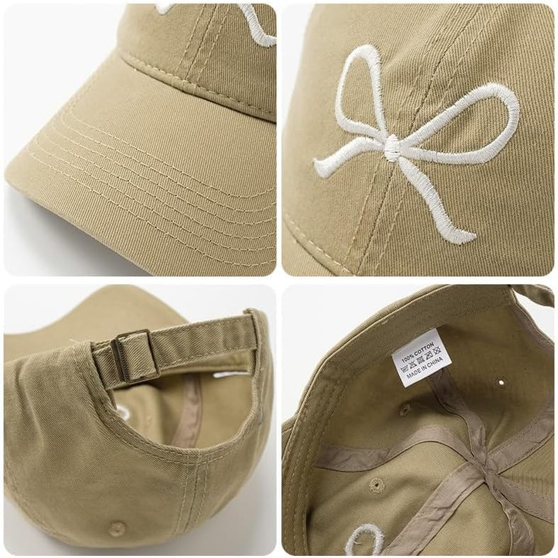 Trendy Bow-Tie Baseball Cap for Women and Men Trucker Hats Y2K Adjustable Fashion Sun Hat with Visor for Hiking & Travel