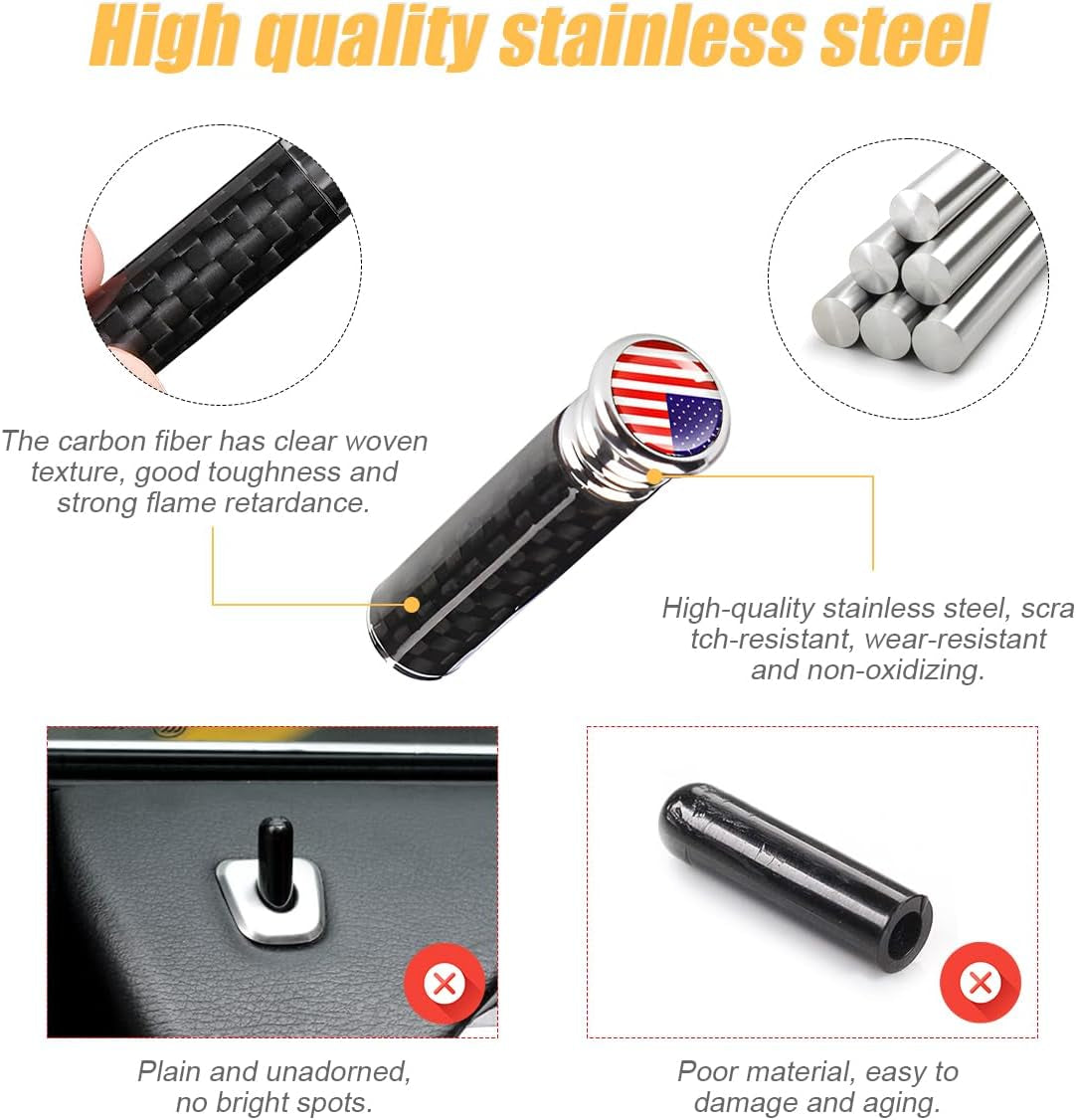 4PCS Car Door Lock Knobs, American Flag Carbon Fiber Door Lock Pin Cover, Decorative Modification Door Lock Bolt Pin Cover, Auto Accessories Universal for SUV, Truck, Van (Red Flag) TRUCK DRIVER